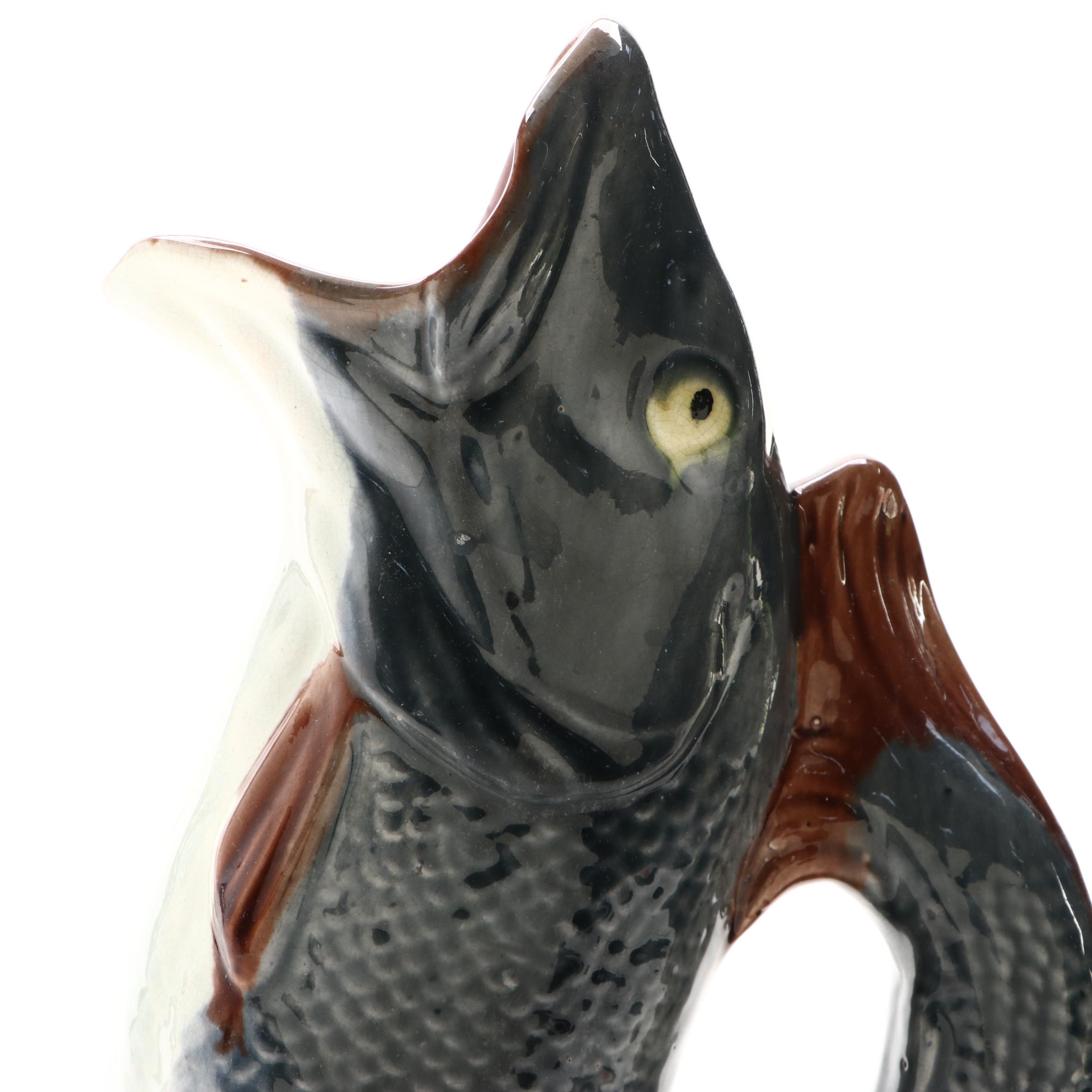 Majolica Fish Form Gluggle Jug