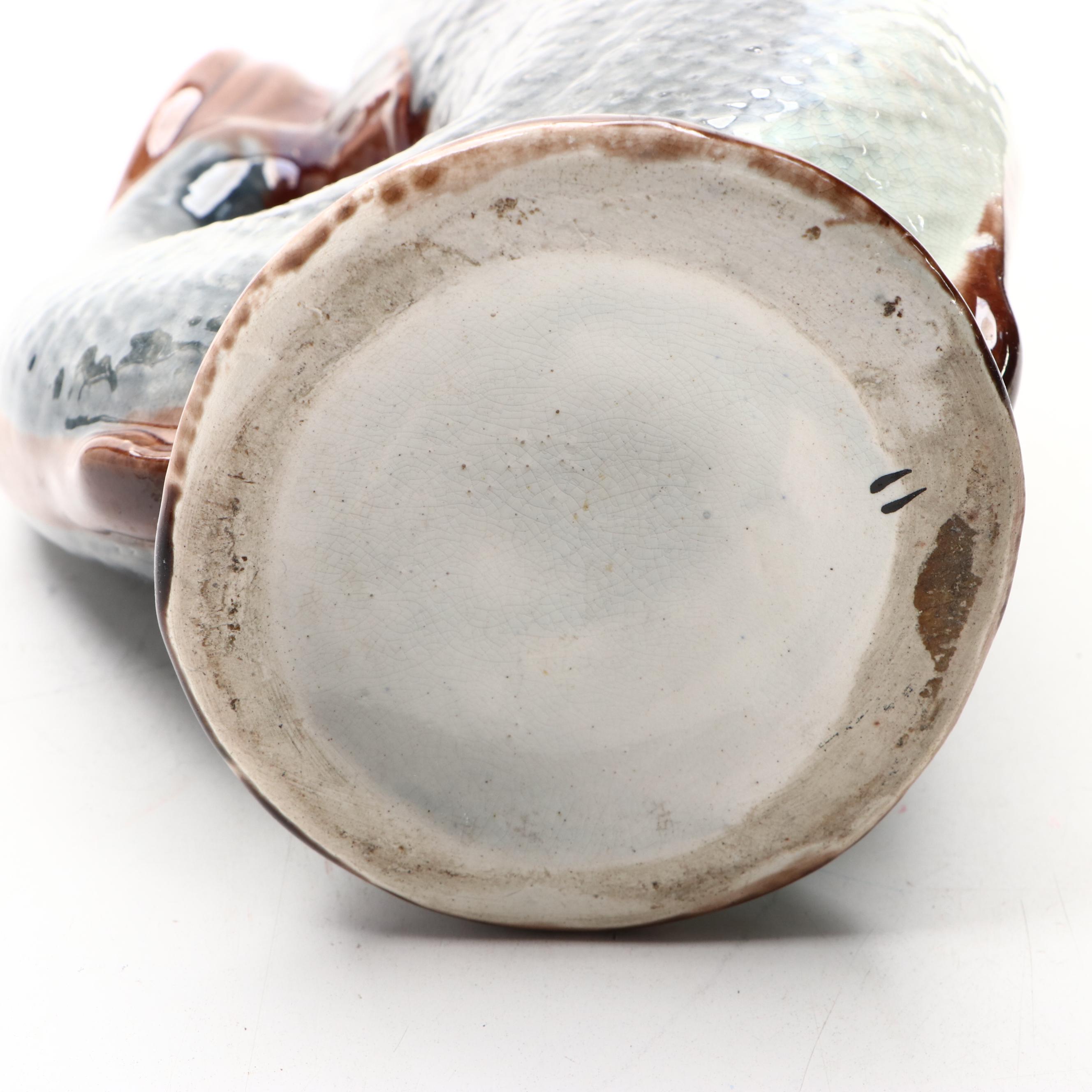 Majolica Fish Form Gluggle Jug