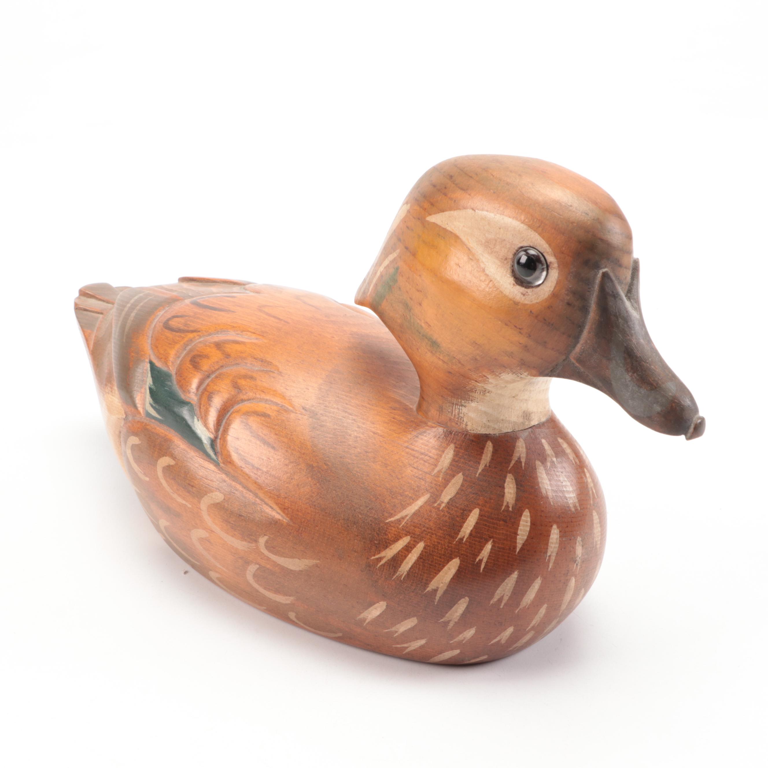 Wooden Bird Factory Hand-Painted Duck Decoys, Including Green Wing Teal, 1978