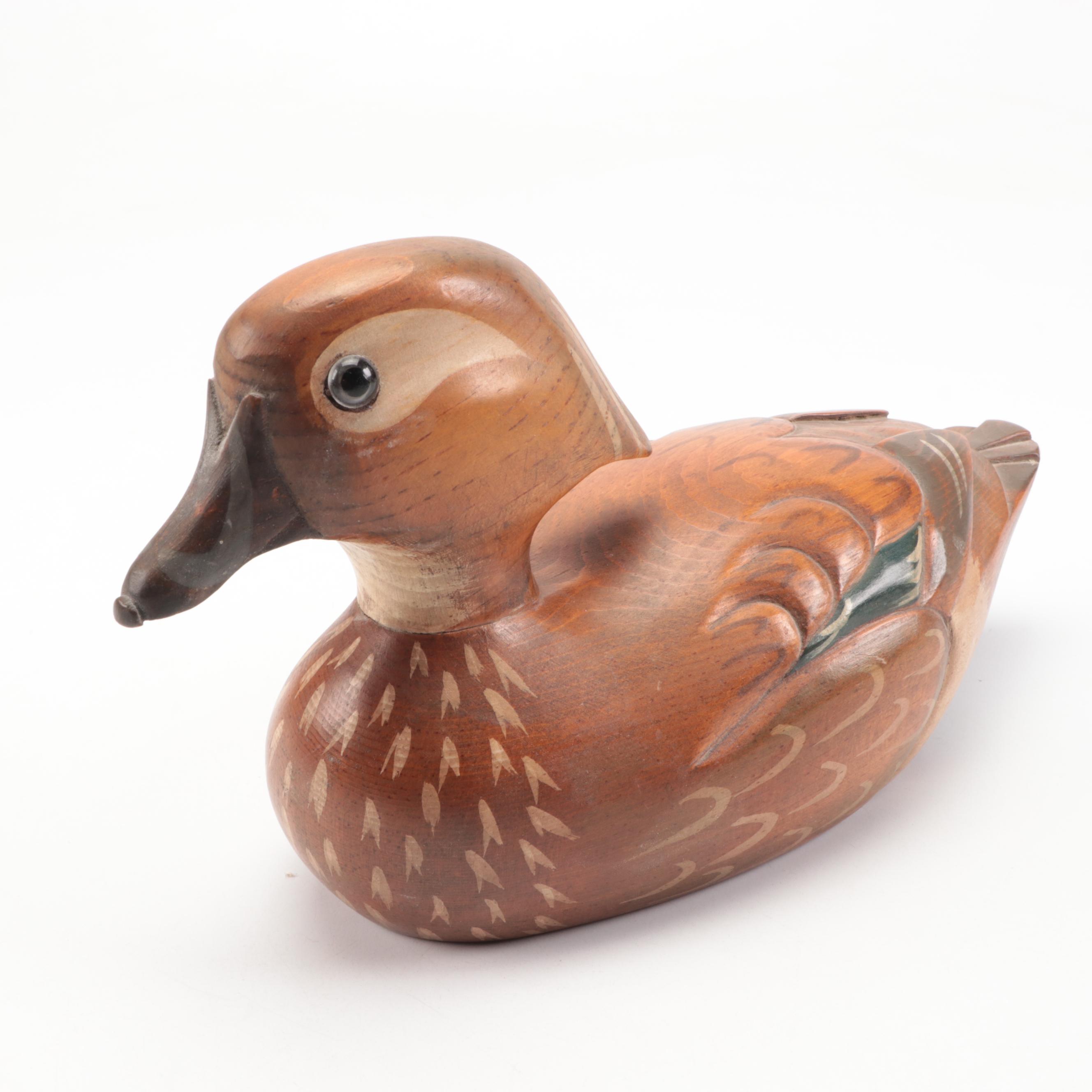 Wooden Bird Factory Hand-Painted Duck Decoys, Including Green Wing Teal, 1978