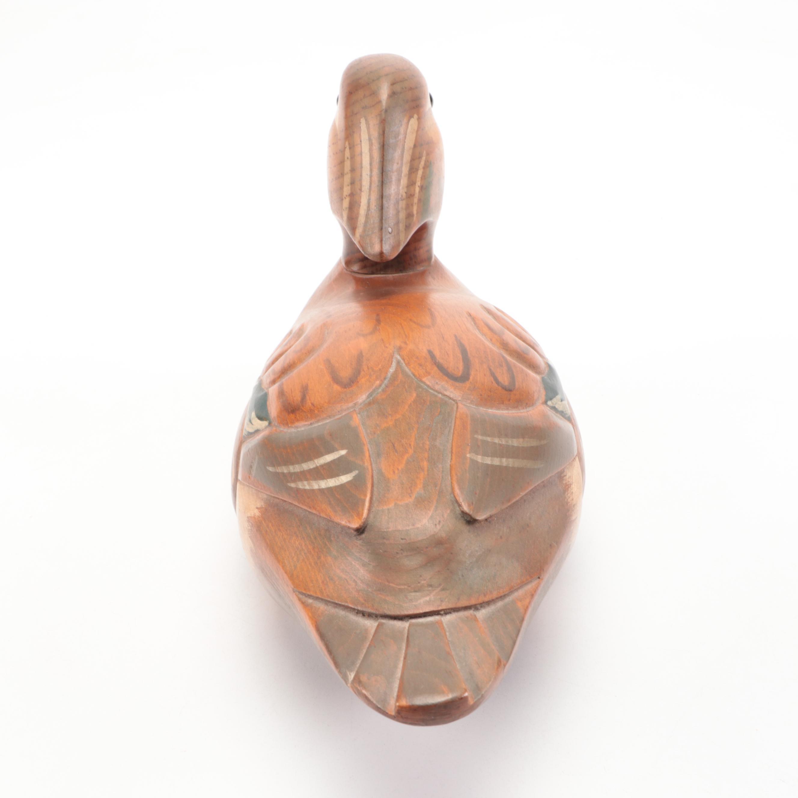 Wooden Bird Factory Hand-Painted Duck Decoys, Including Green Wing Teal, 1978