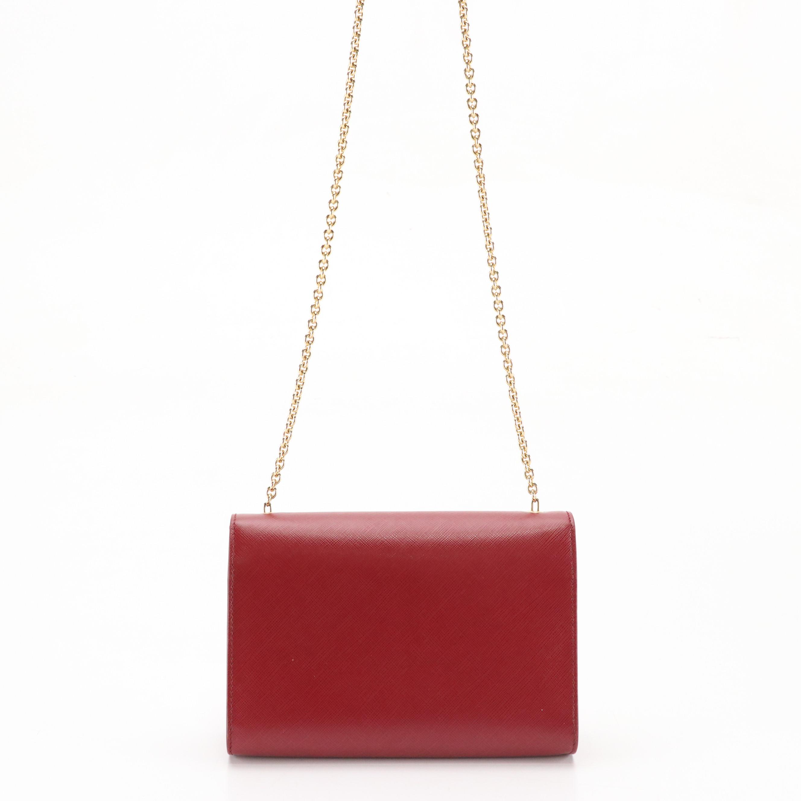 Salvatore Ferragamo Vara Bow Crossbody Bag in Dark Red Saffiano Leather With Box