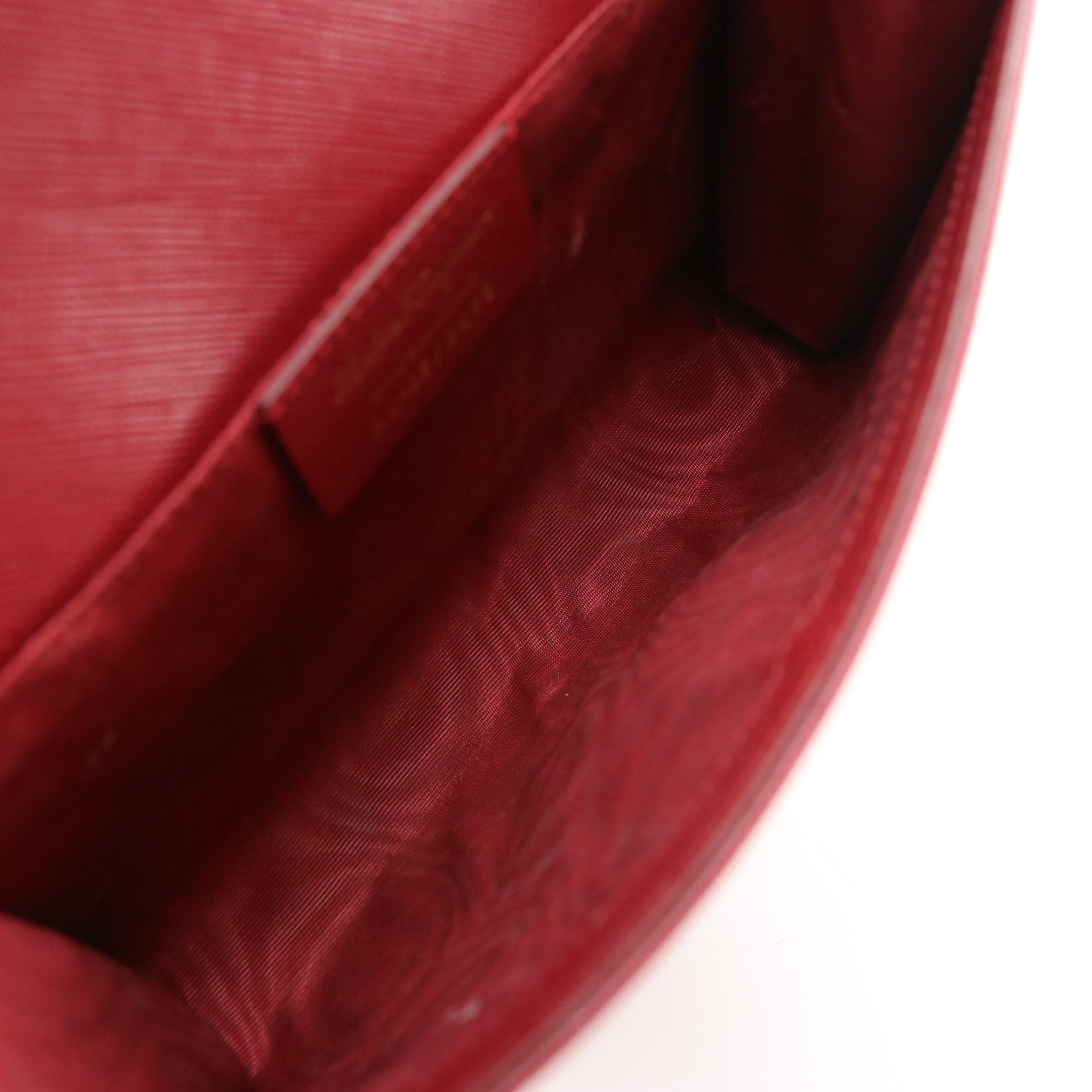 Salvatore Ferragamo Vara Bow Crossbody Bag in Dark Red Saffiano Leather With Box