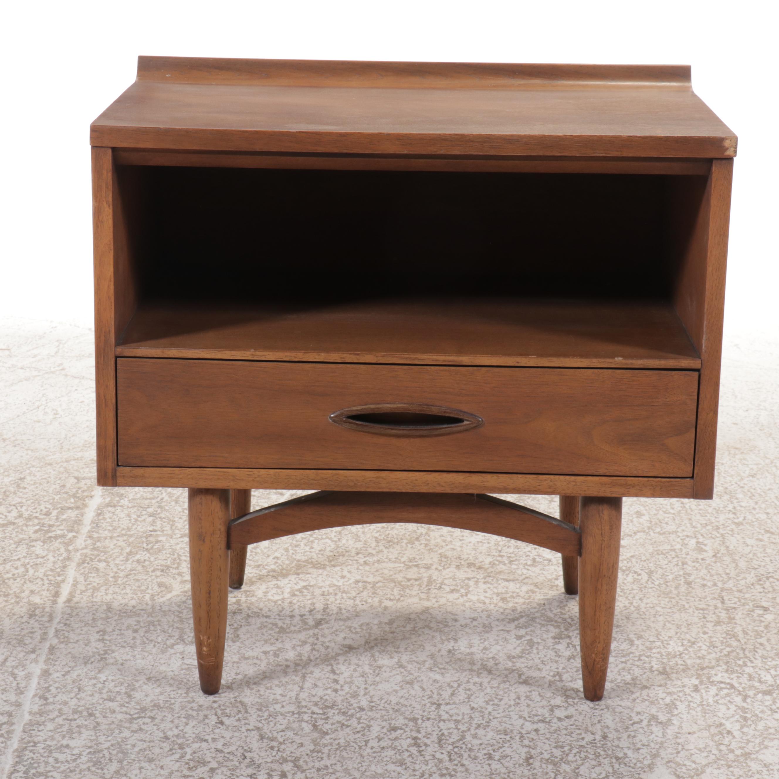 Mid Century Modern Style Walnut Veneer Nightstand