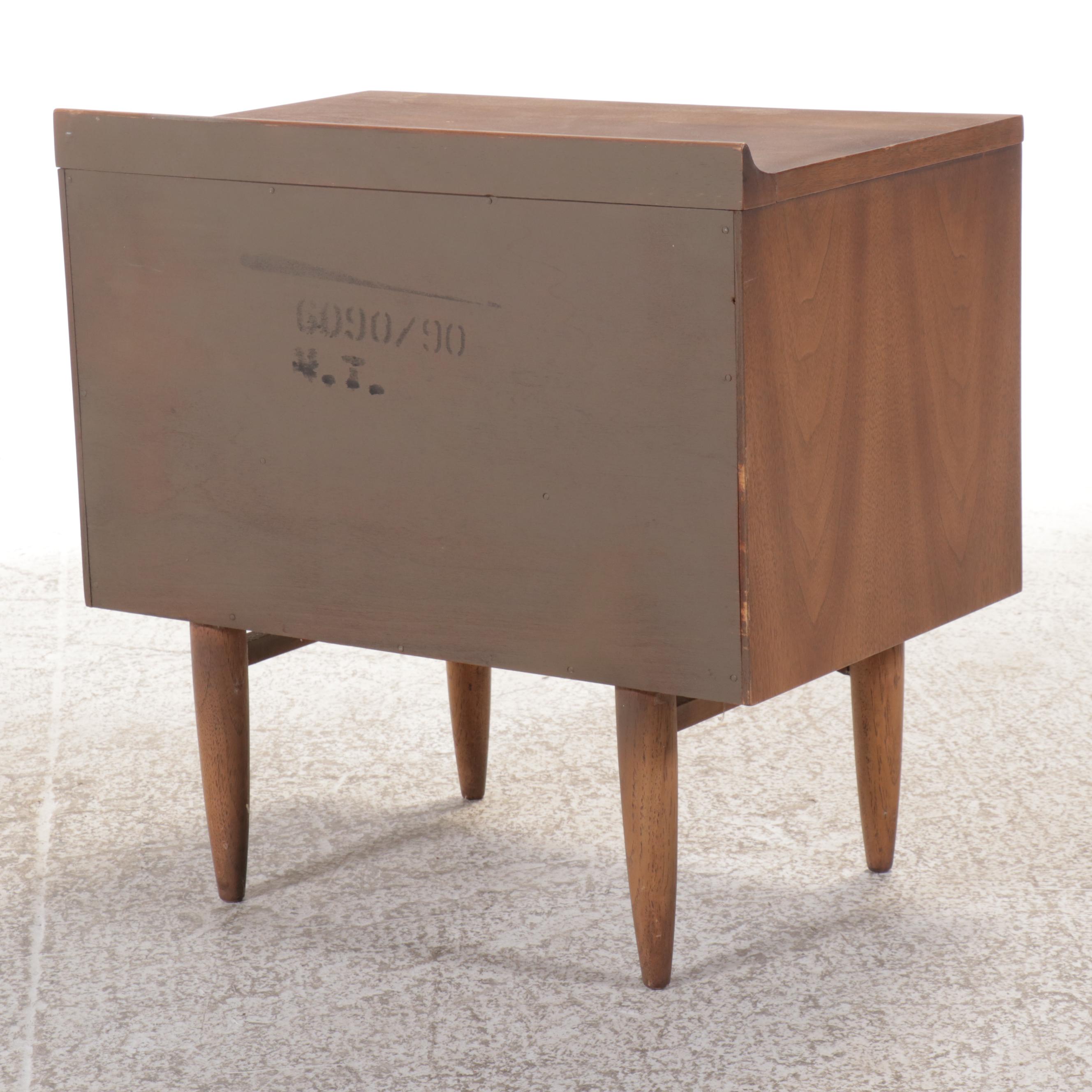 Mid Century Modern Style Walnut Veneer Nightstand