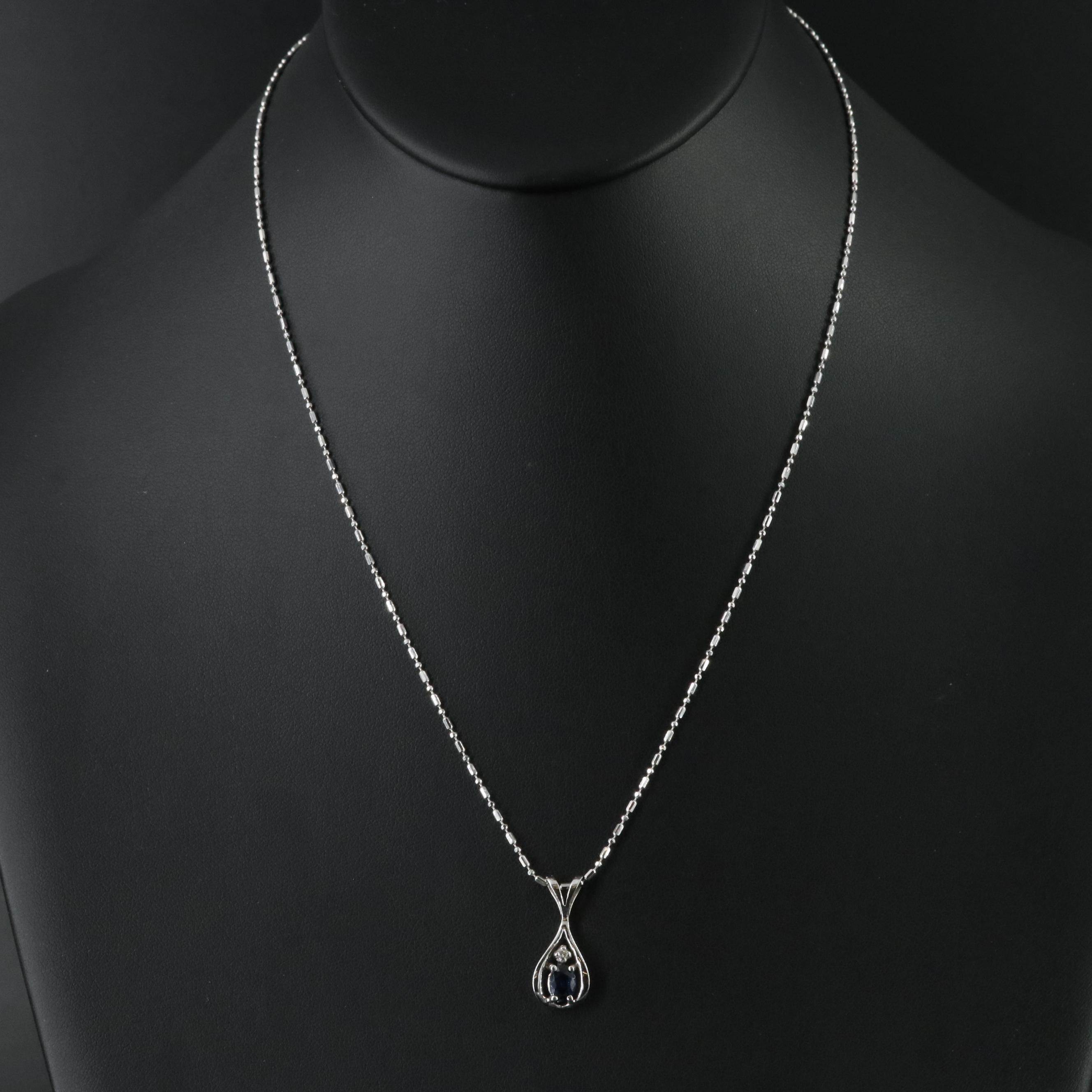 14K Sapphire and Diamond Pendant Necklace