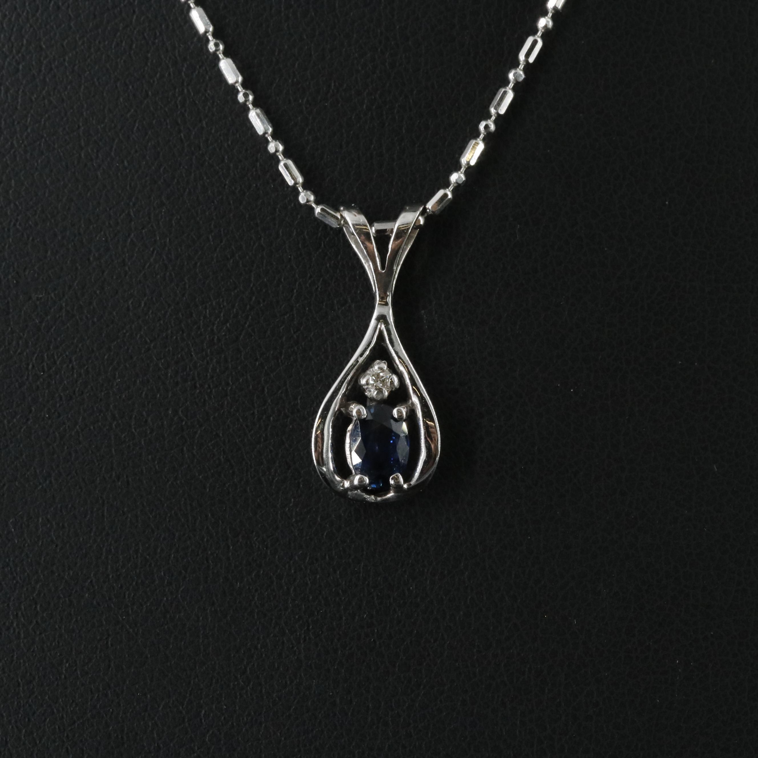 14K Sapphire and Diamond Pendant Necklace
