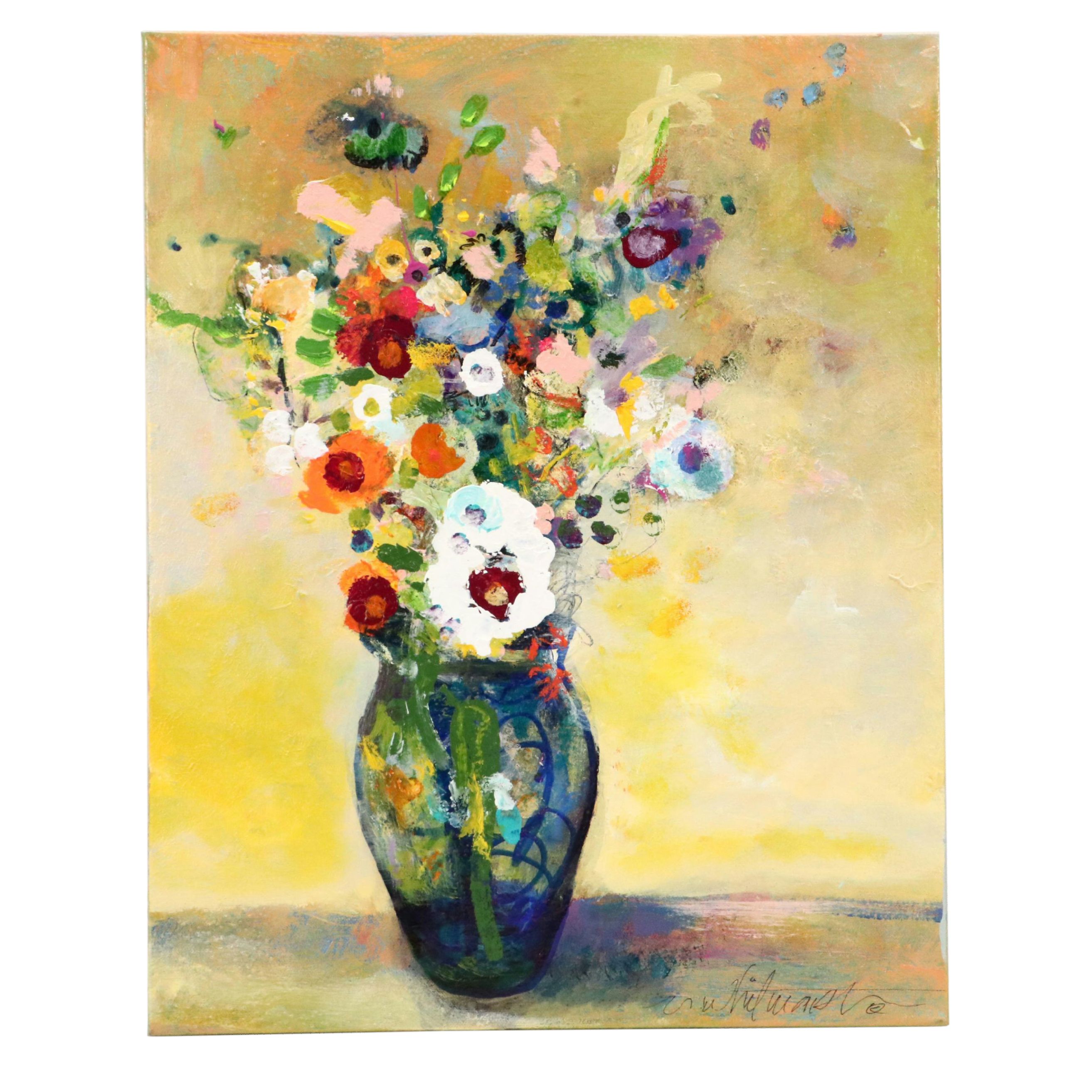 Mark Whitmarsh Floral Still Life Acrylic Painting "Simple Delight," 2025