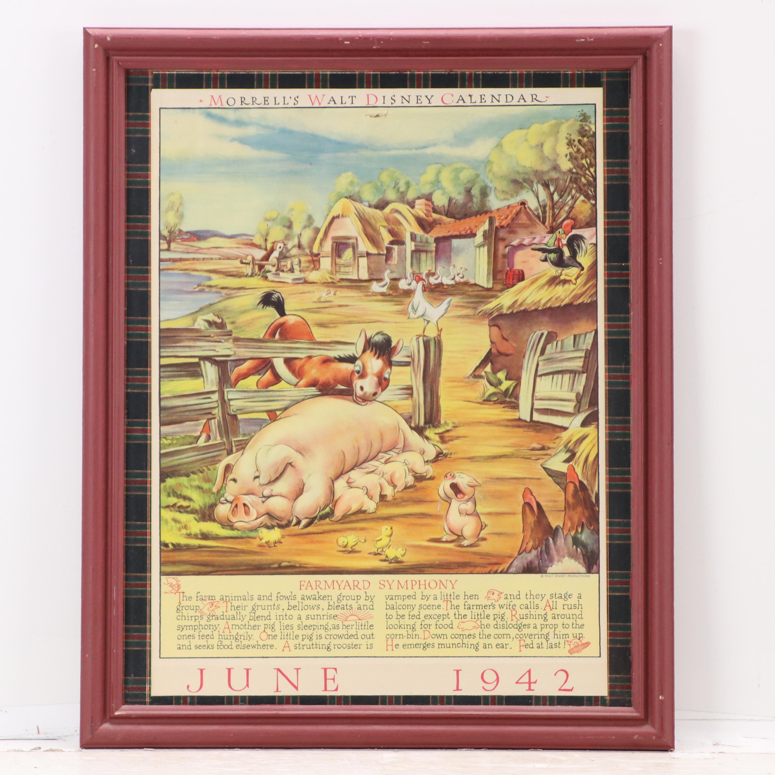 From Morrell's Walt Disney Calendar Offset Lithographs "June" and "August," 1942