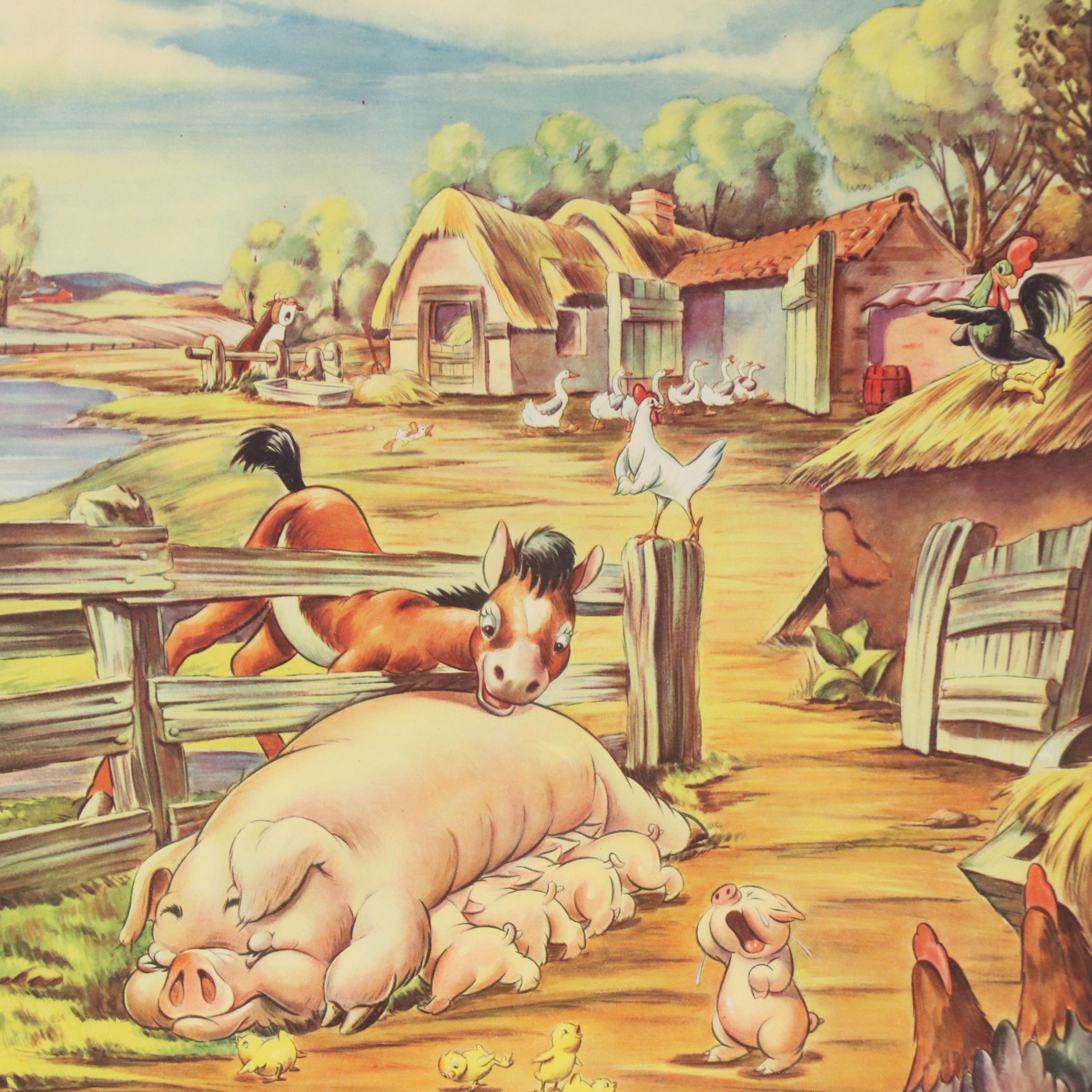 From Morrell's Walt Disney Calendar Offset Lithographs "June" and "August," 1942