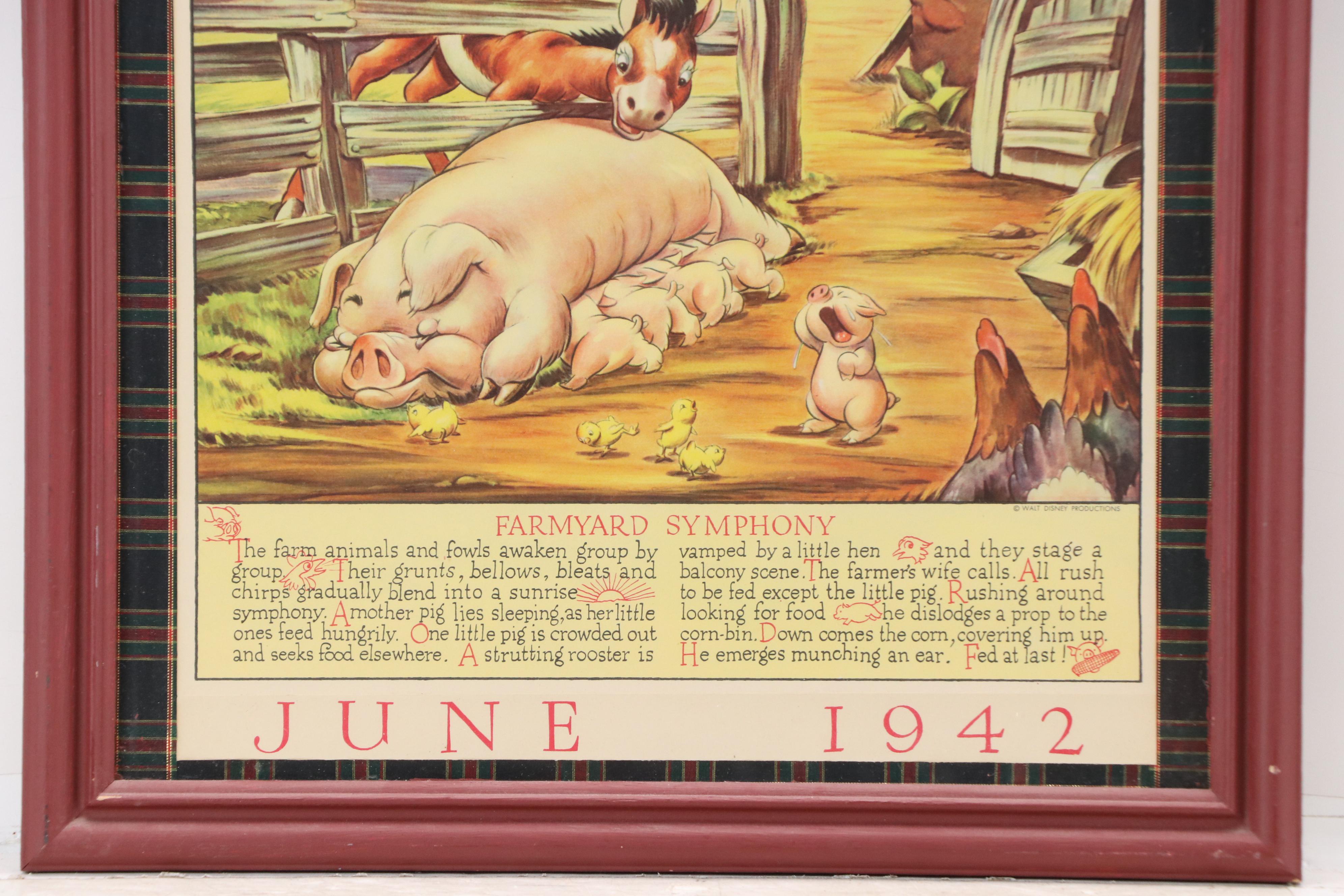 From Morrell's Walt Disney Calendar Offset Lithographs "June" and "August," 1942