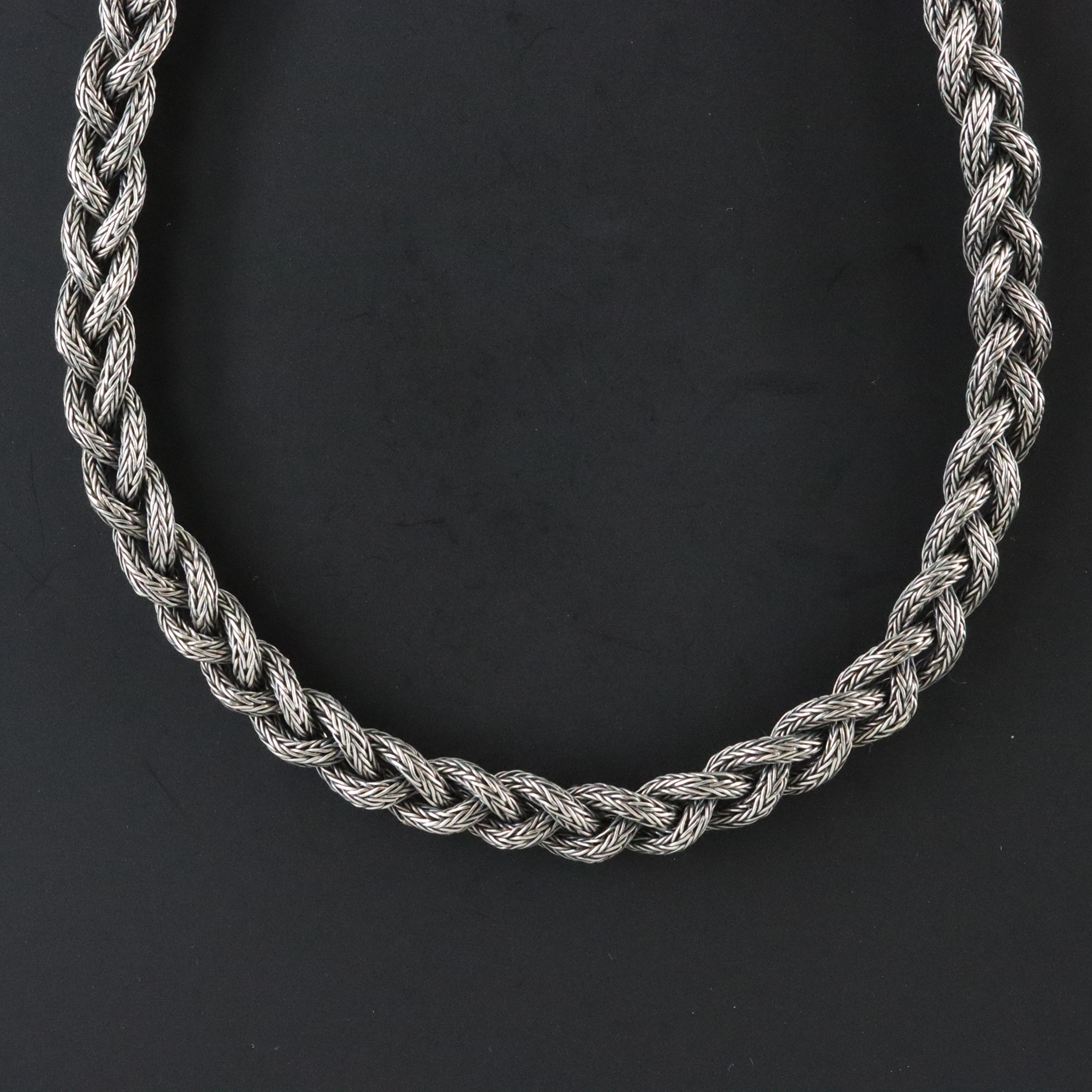 Sterling Braided Foxtail Chain Necklace