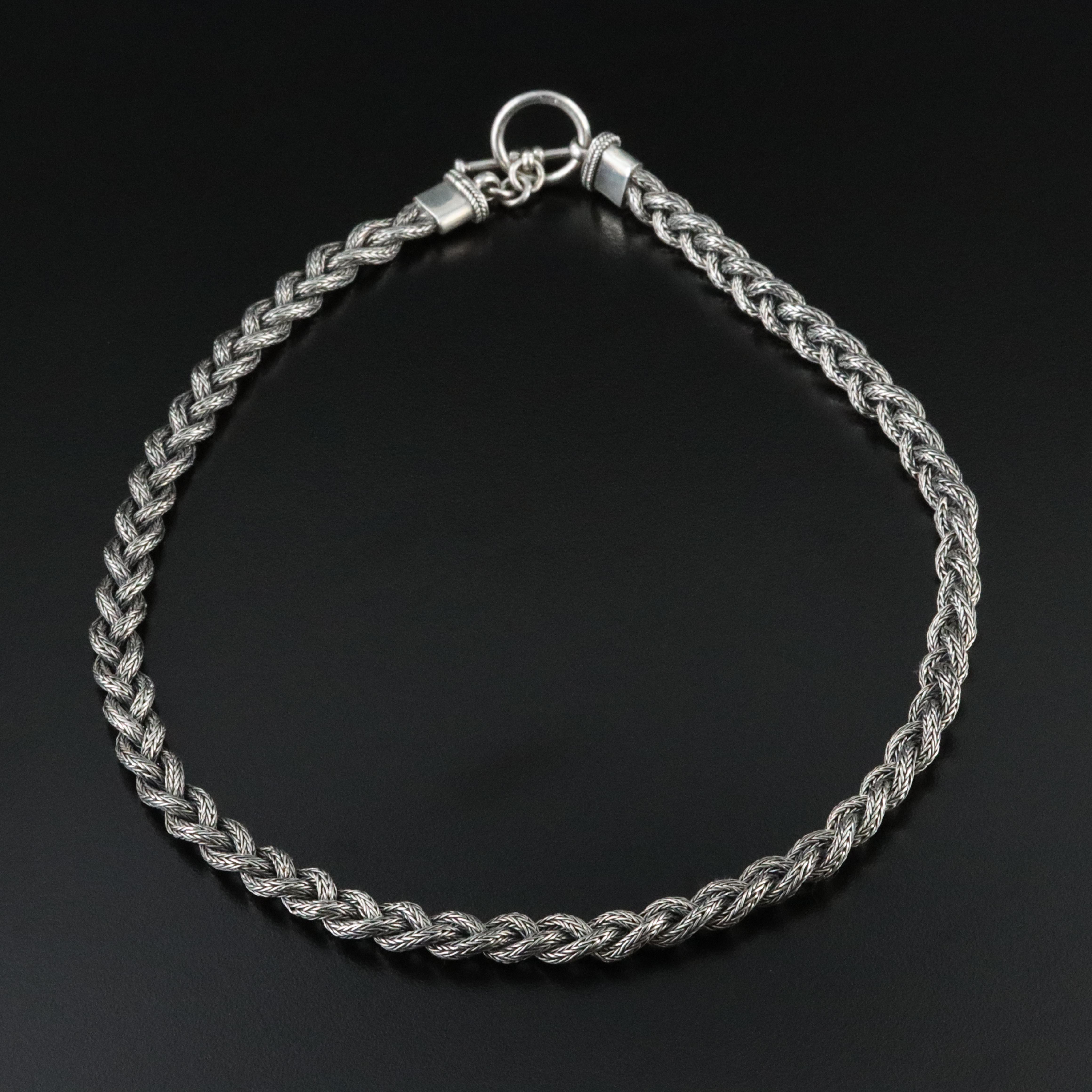 Sterling Braided Foxtail Chain Necklace
