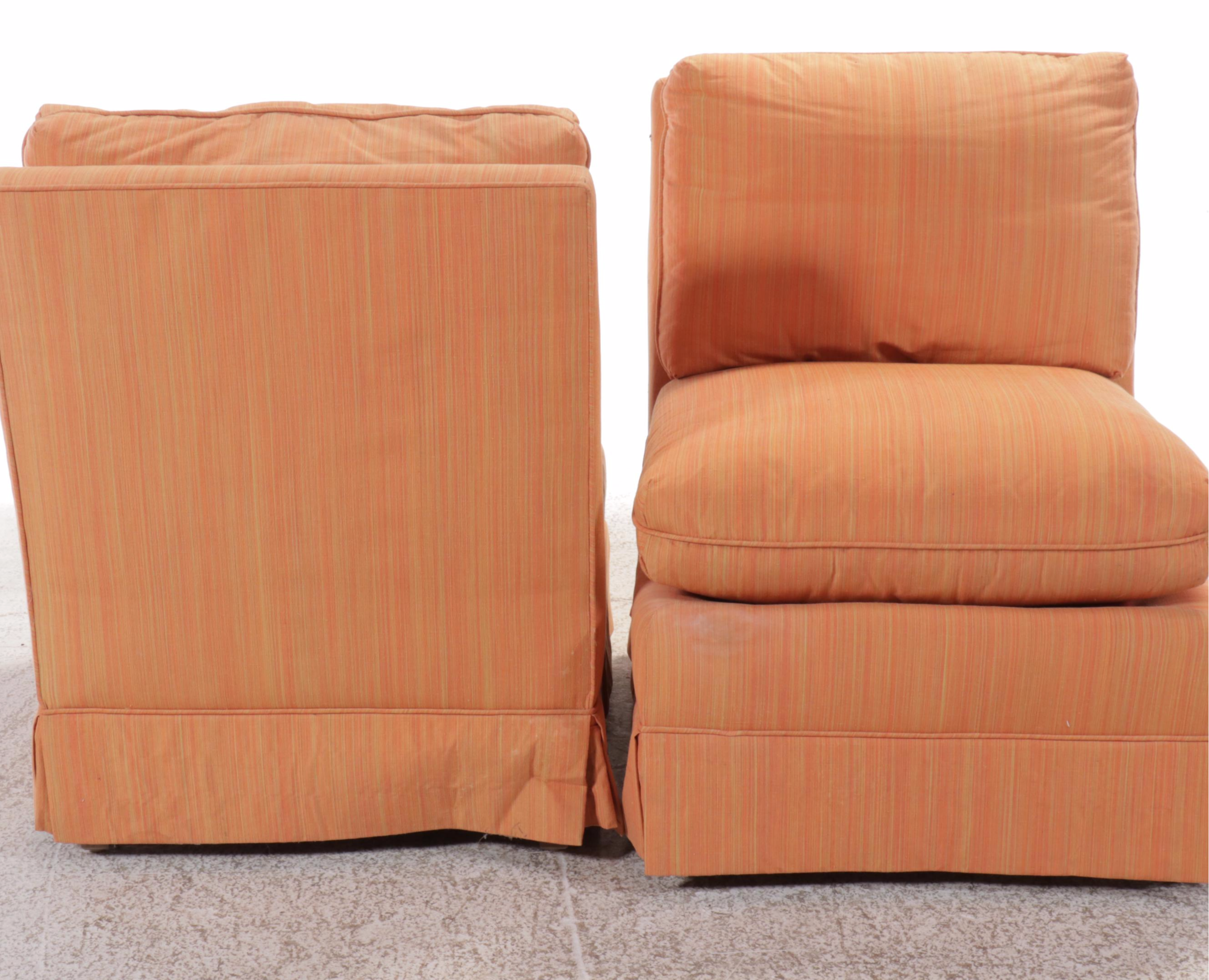 Baker Furniture Striped Orange Lounge Chairs