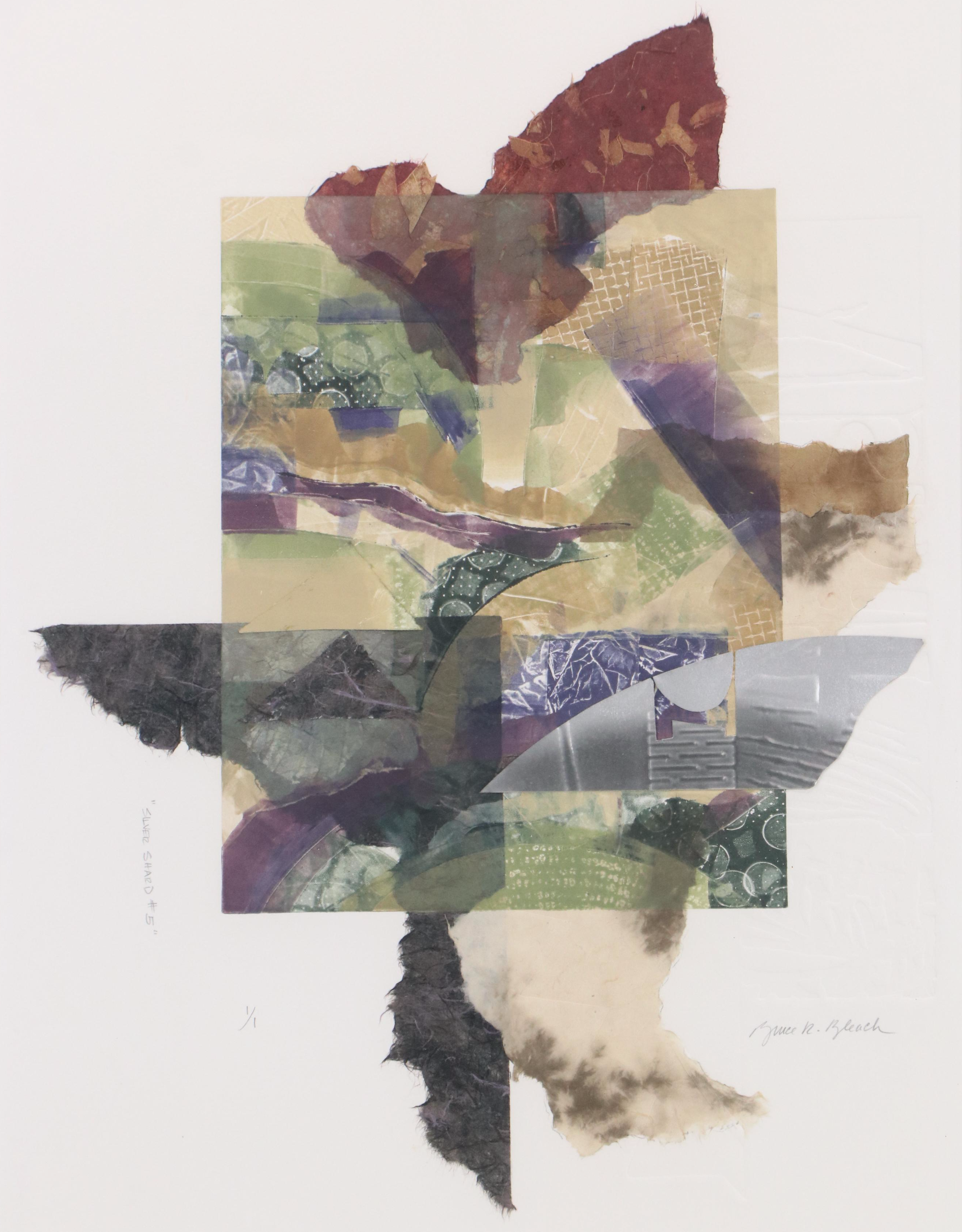 Bruce Bleach Mixed Media Collage "Silver Shard #5"