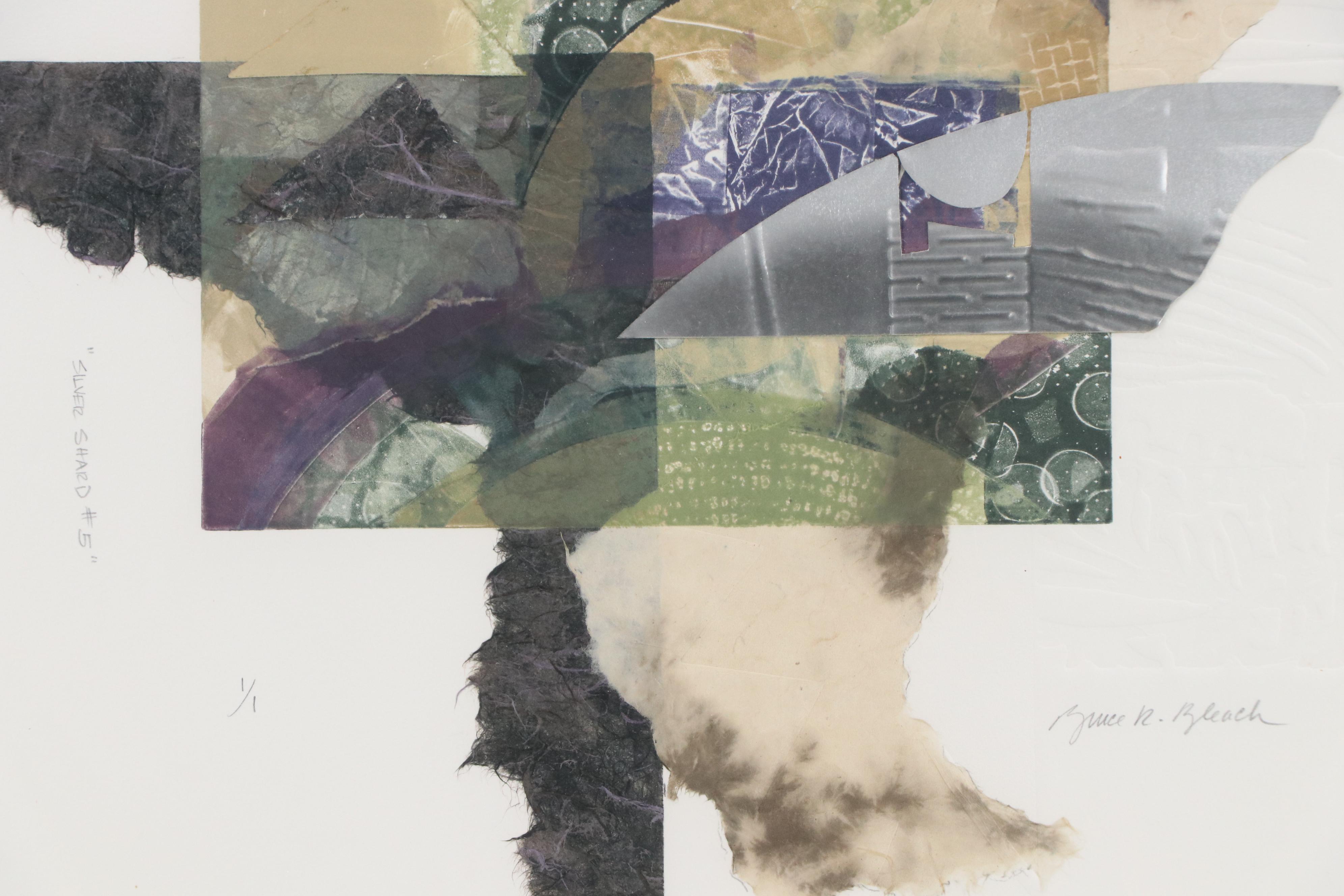 Bruce Bleach Mixed Media Collage "Silver Shard #5"