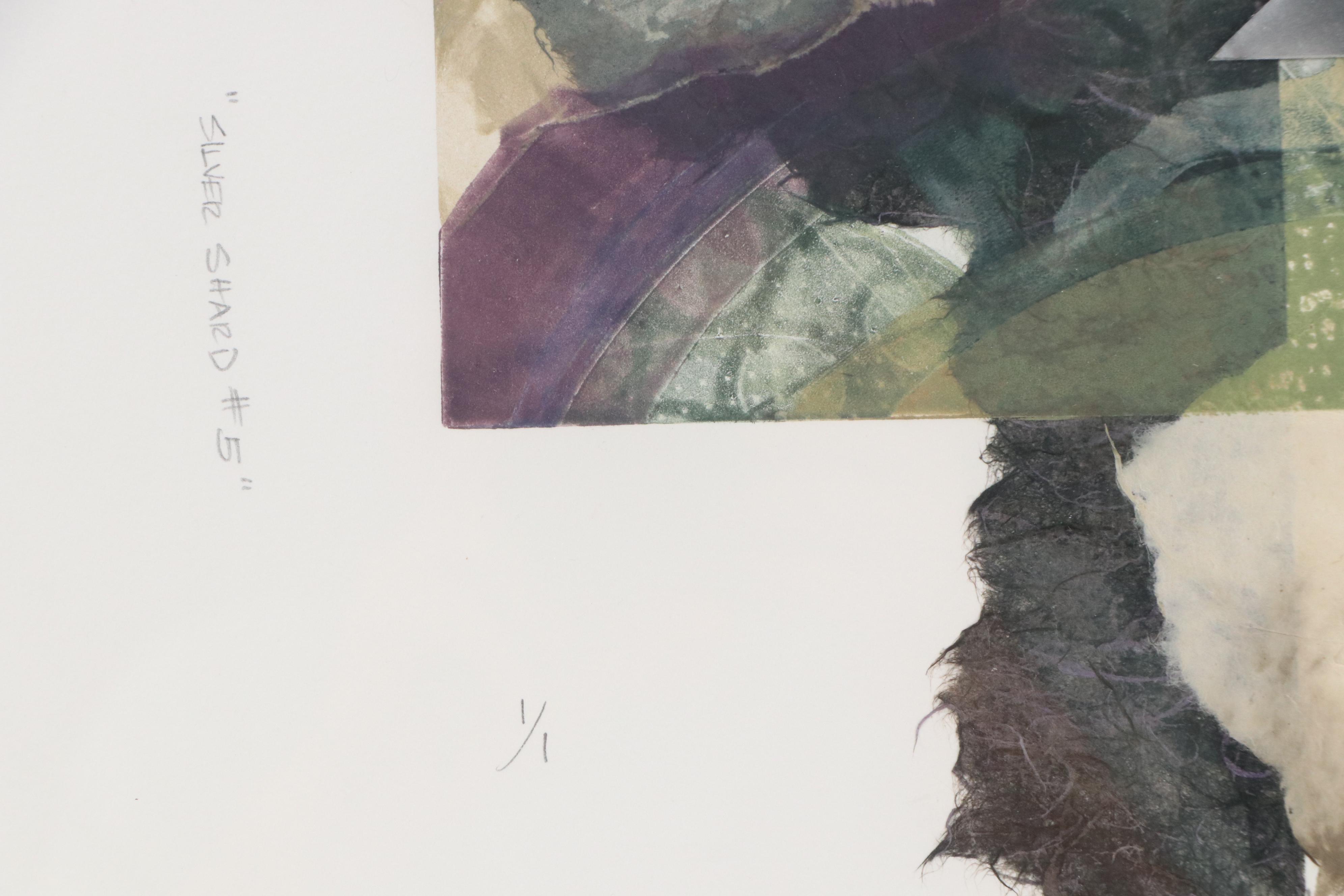 Bruce Bleach Mixed Media Collage "Silver Shard #5"