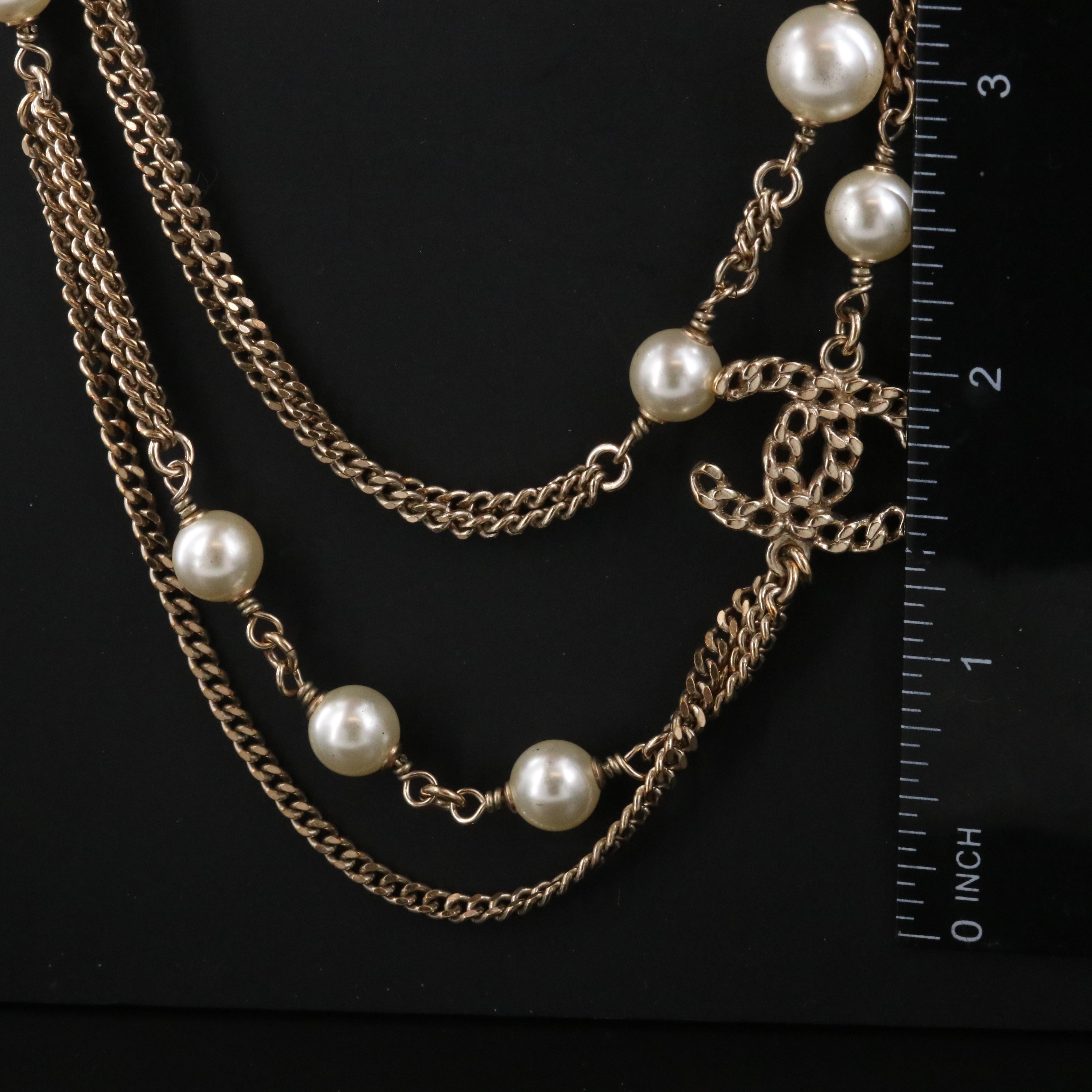 Chanel CC Faux Pearl Multi Strand Necklace 2016