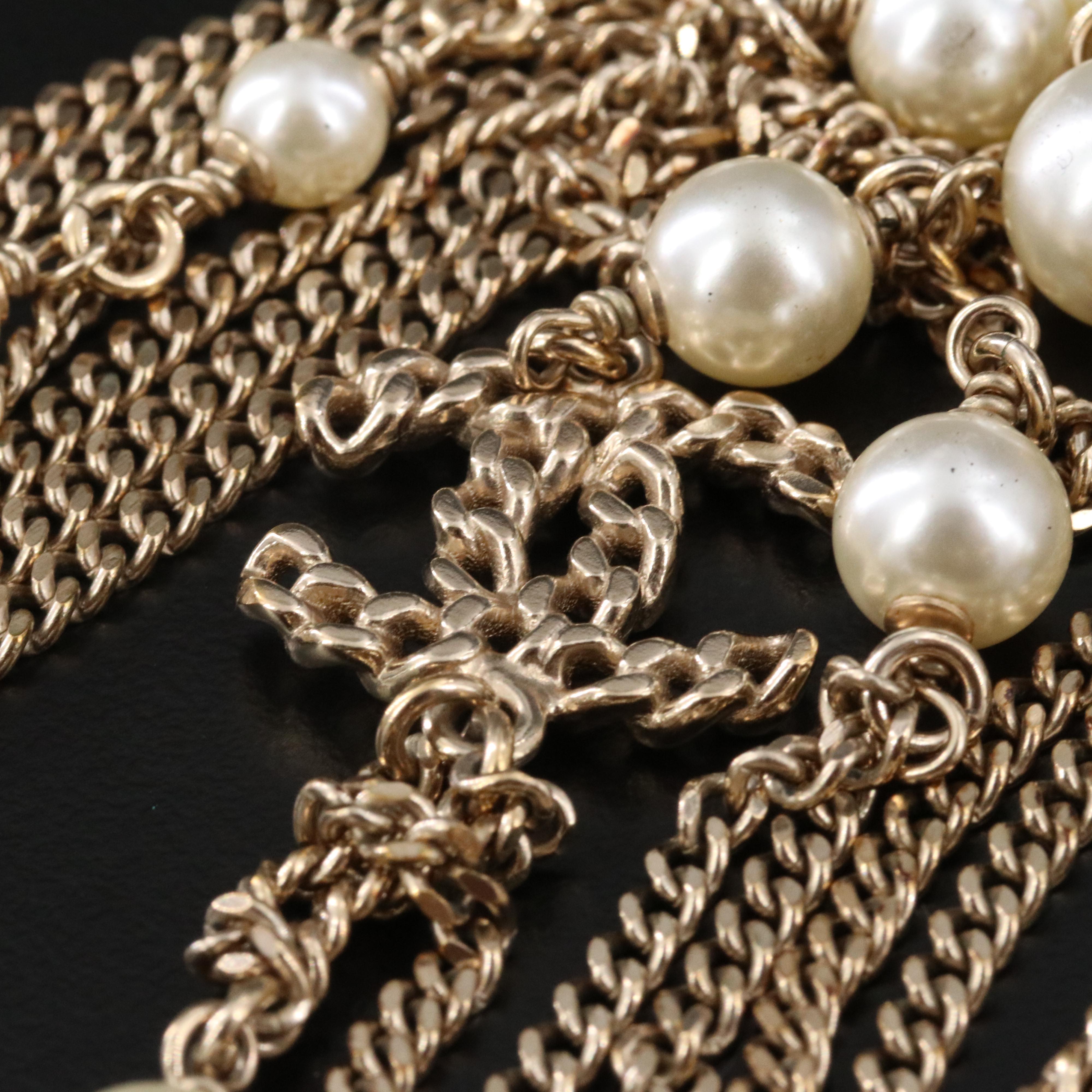 Chanel CC Faux Pearl Multi Strand Necklace 2016