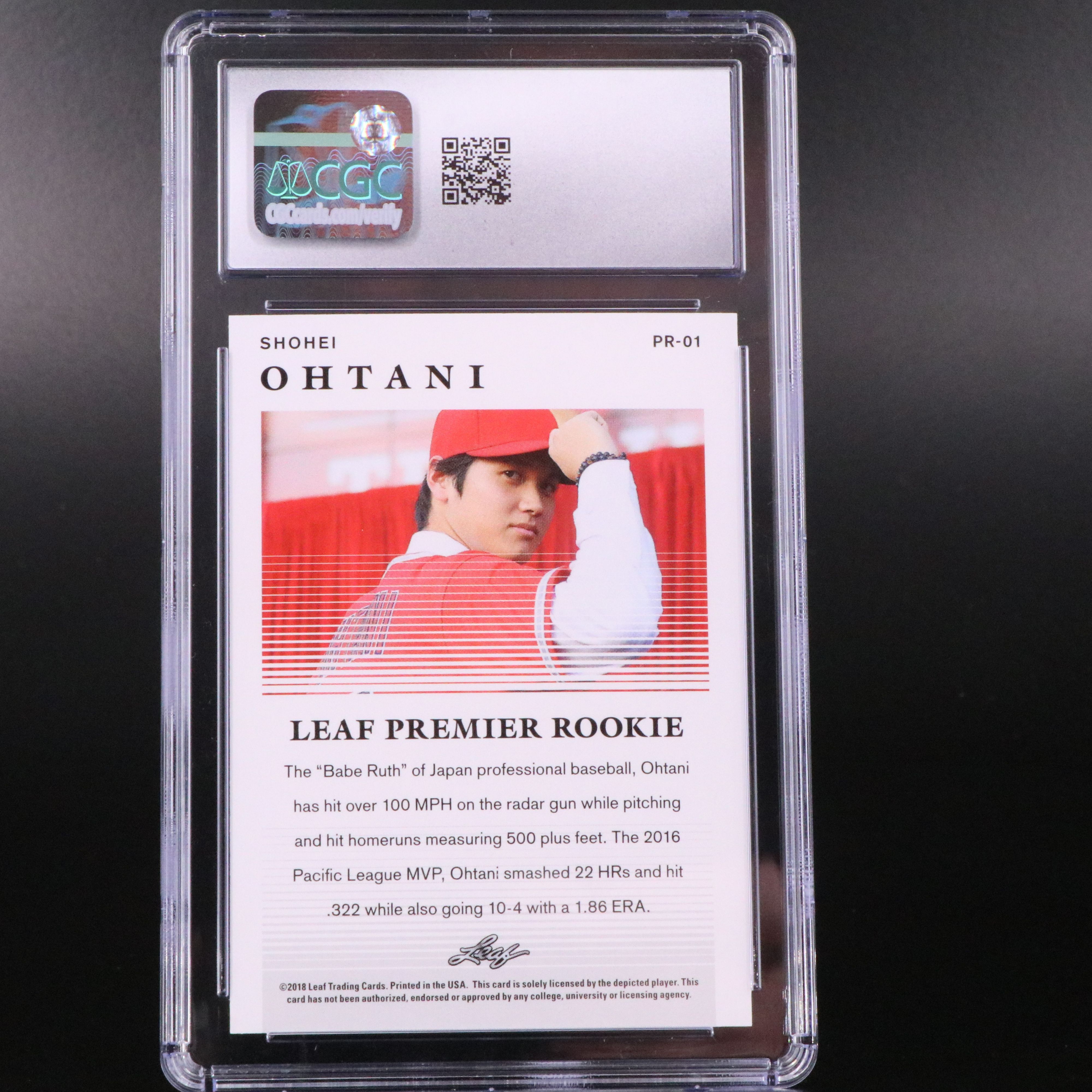 2018 Leaf Shohei Ohtani Premier Rookies Baseball Card Graded CGC 10