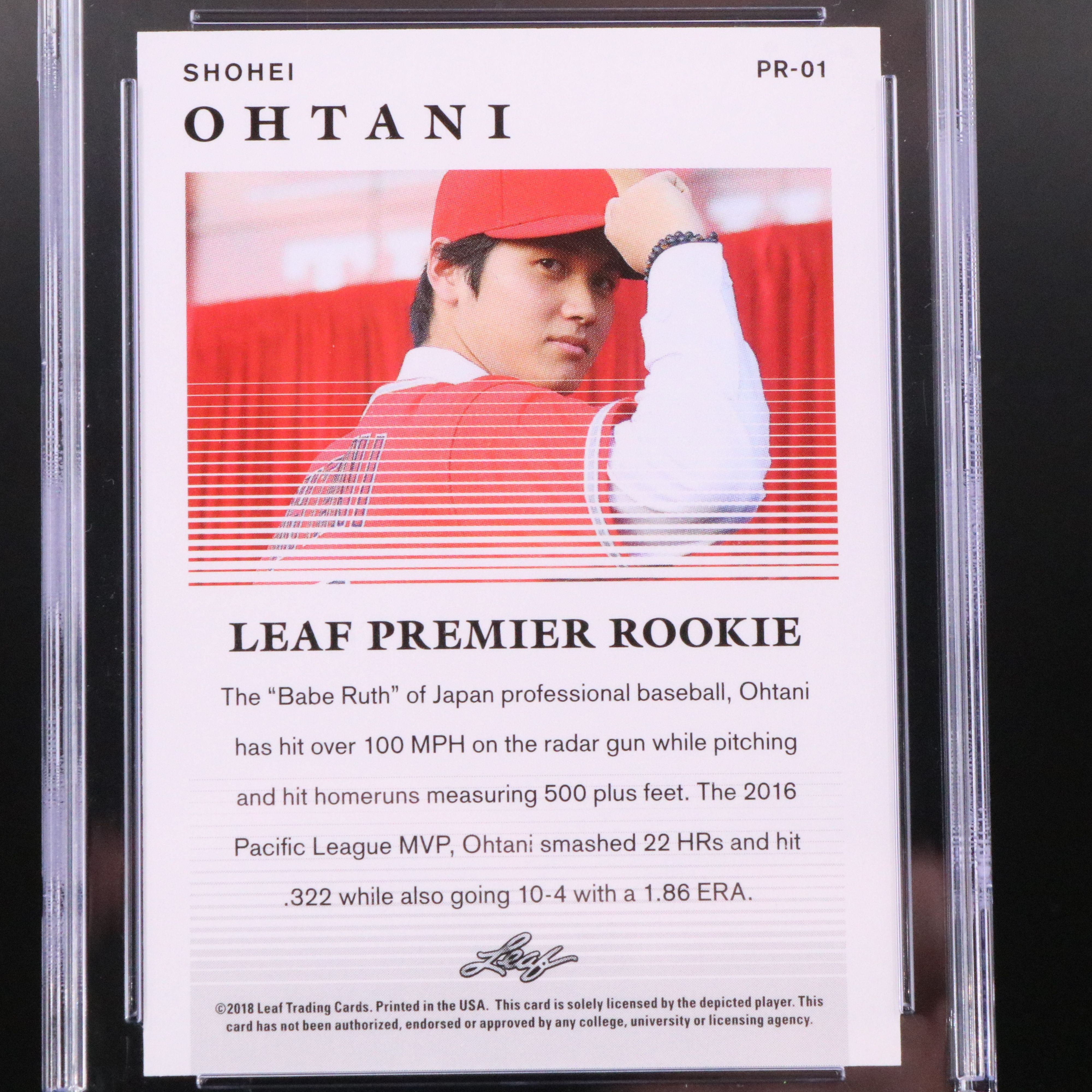 2018 Leaf Shohei Ohtani Premier Rookies Baseball Card Graded CGC 10