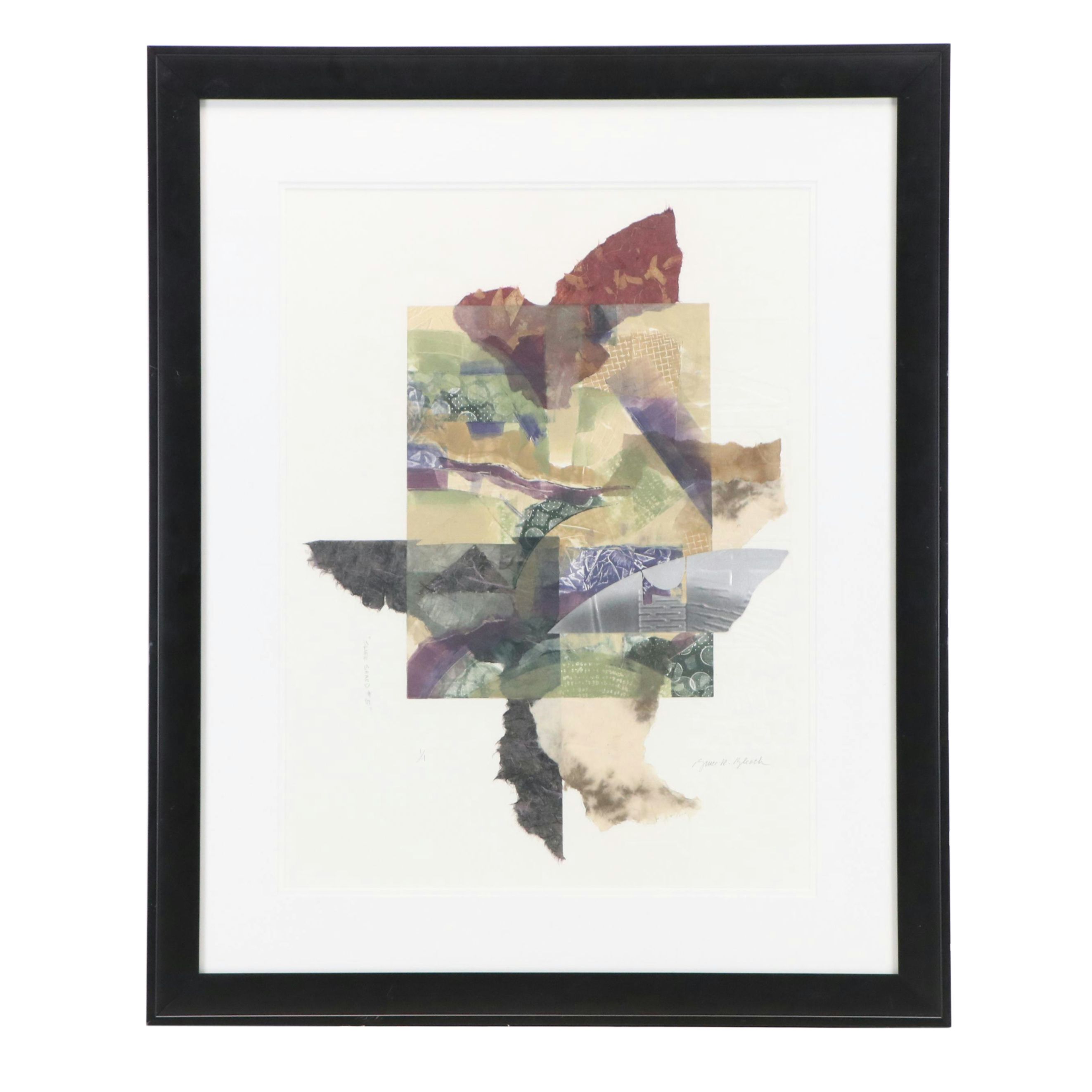 Bruce Bleach Mixed Media Collage "Silver Shard #5"