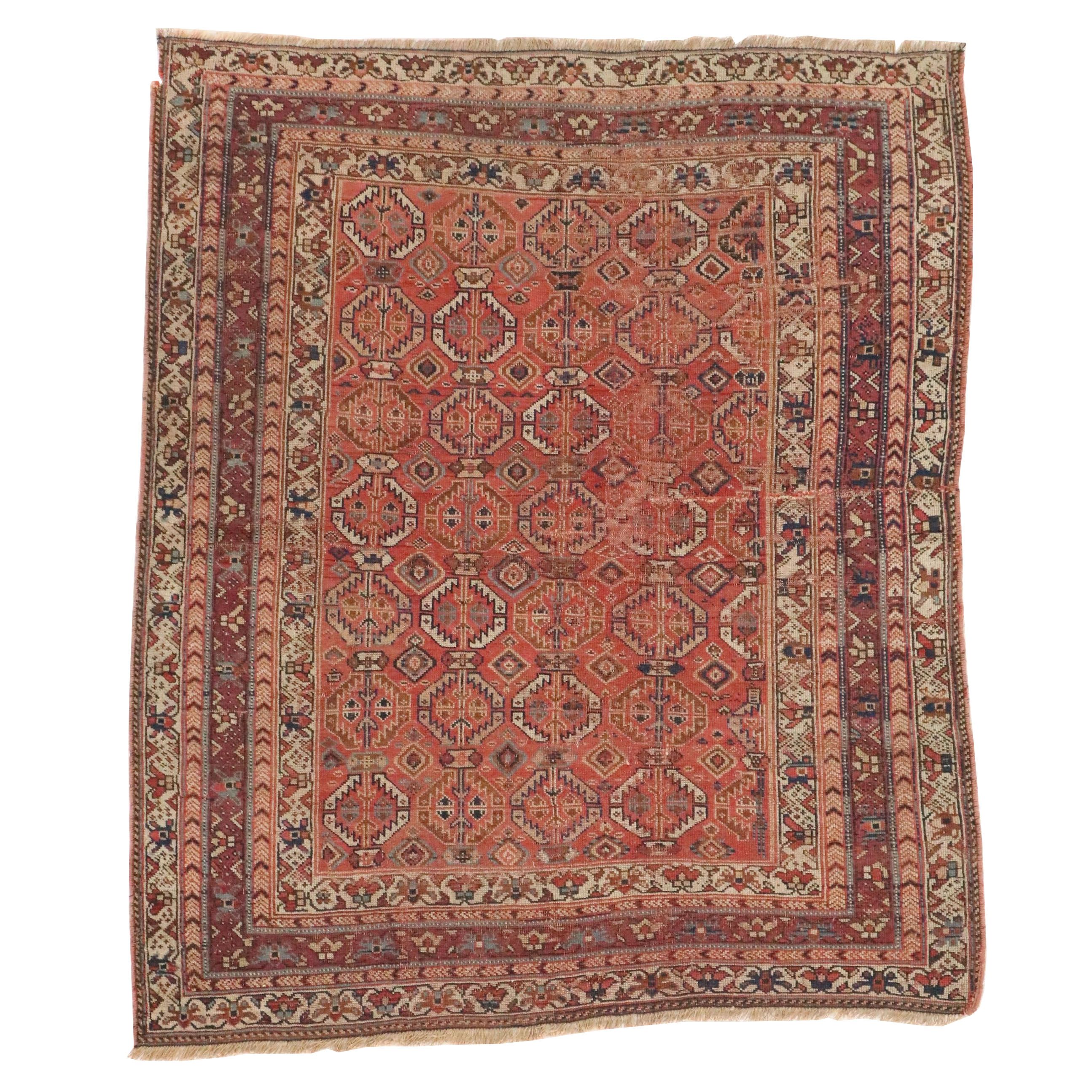 4'4 x 5'3 Hand-Knotted Caucasian Kazak Area Rug
