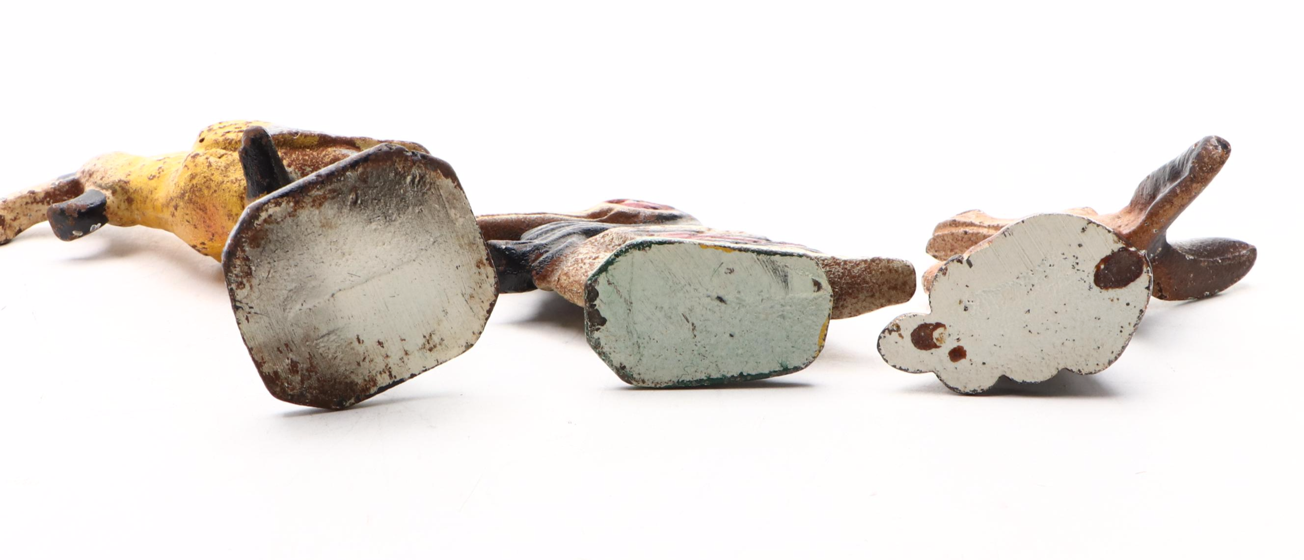 Painted Cast Iron Elephant, Birds and Donkey Bottle Openers, Mid-20th Century