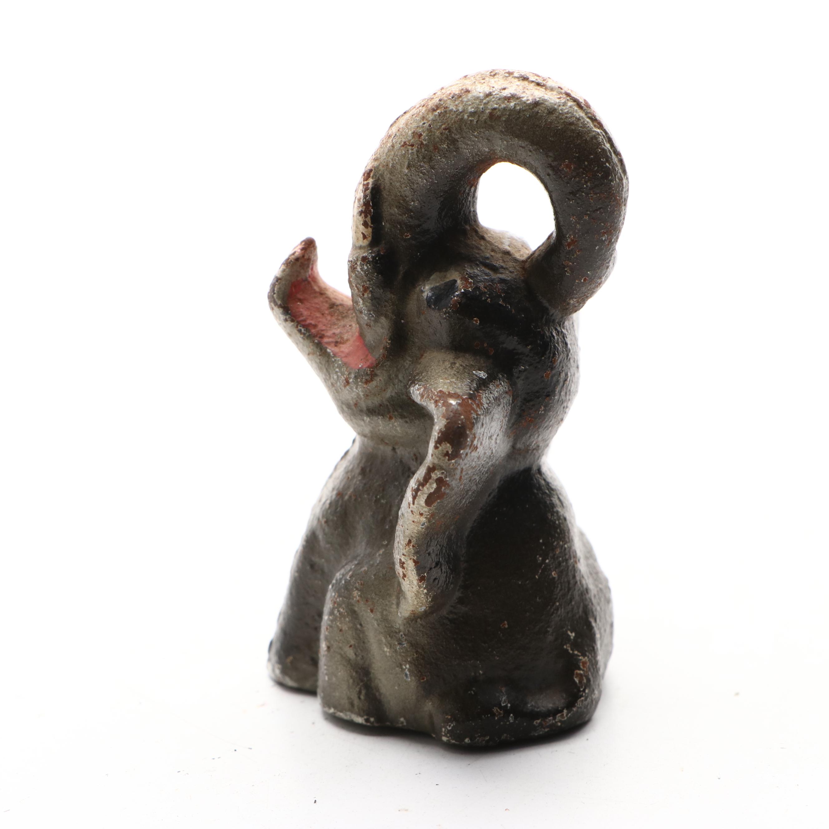 Painted Cast Iron Elephant, Birds and Donkey Bottle Openers, Mid-20th Century