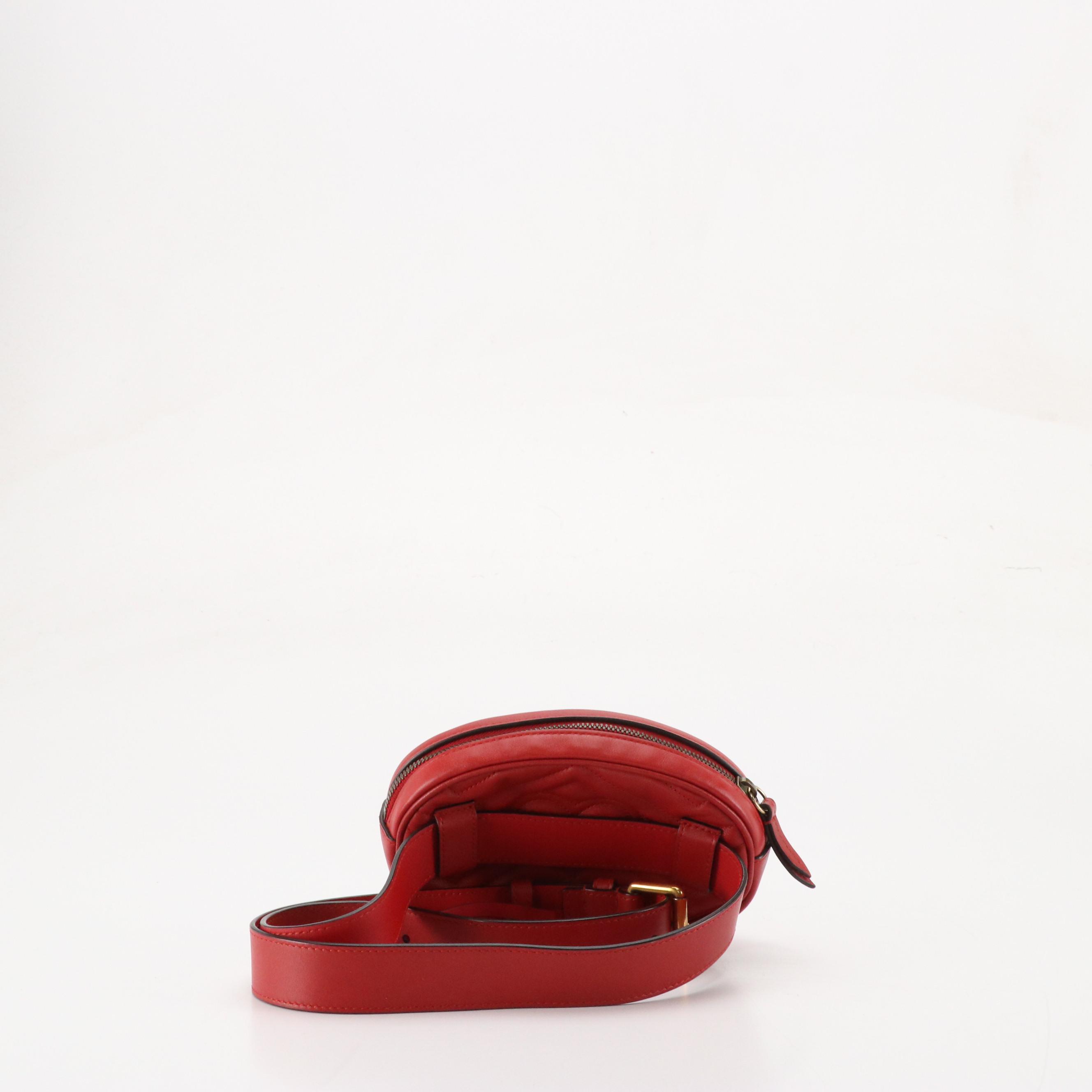 Gucci GG Marmont Belt Bag in Red Chevron Matelassé Leather