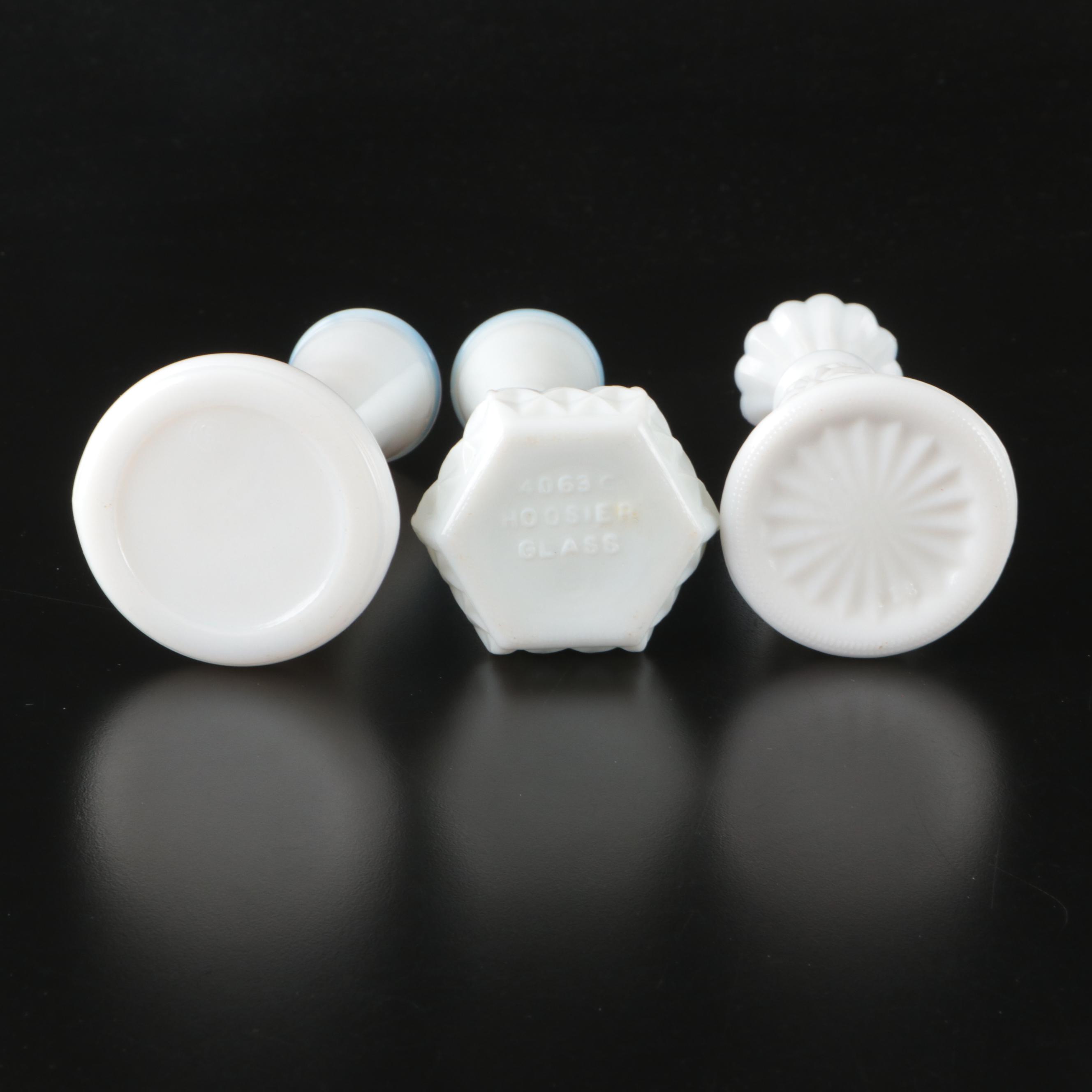 Vintage Milk Glass Vases and Chalice Bowl, Mid to Late 20th Century