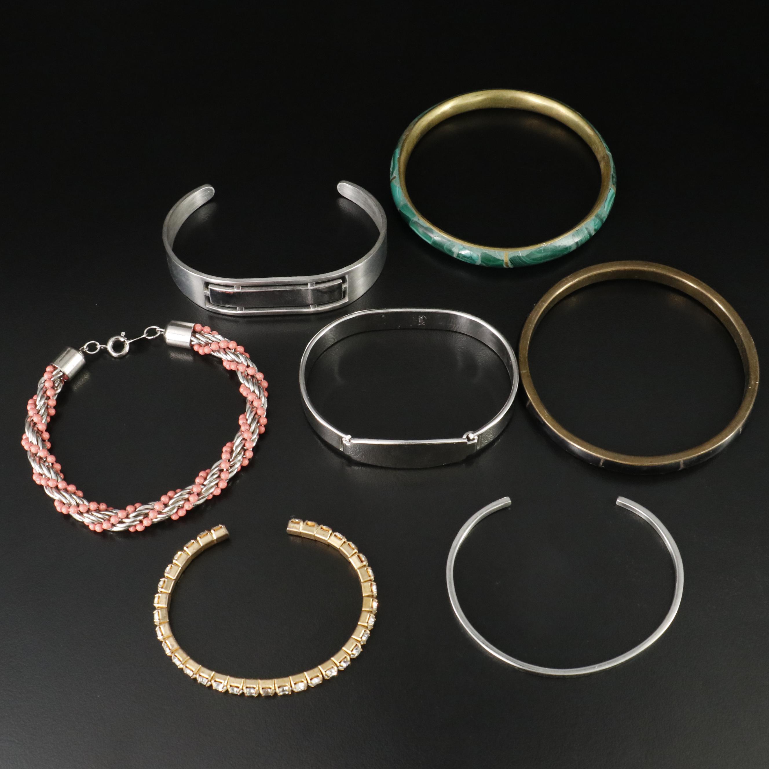 Bracelet Collection Featuring Rhinestones and Malachite