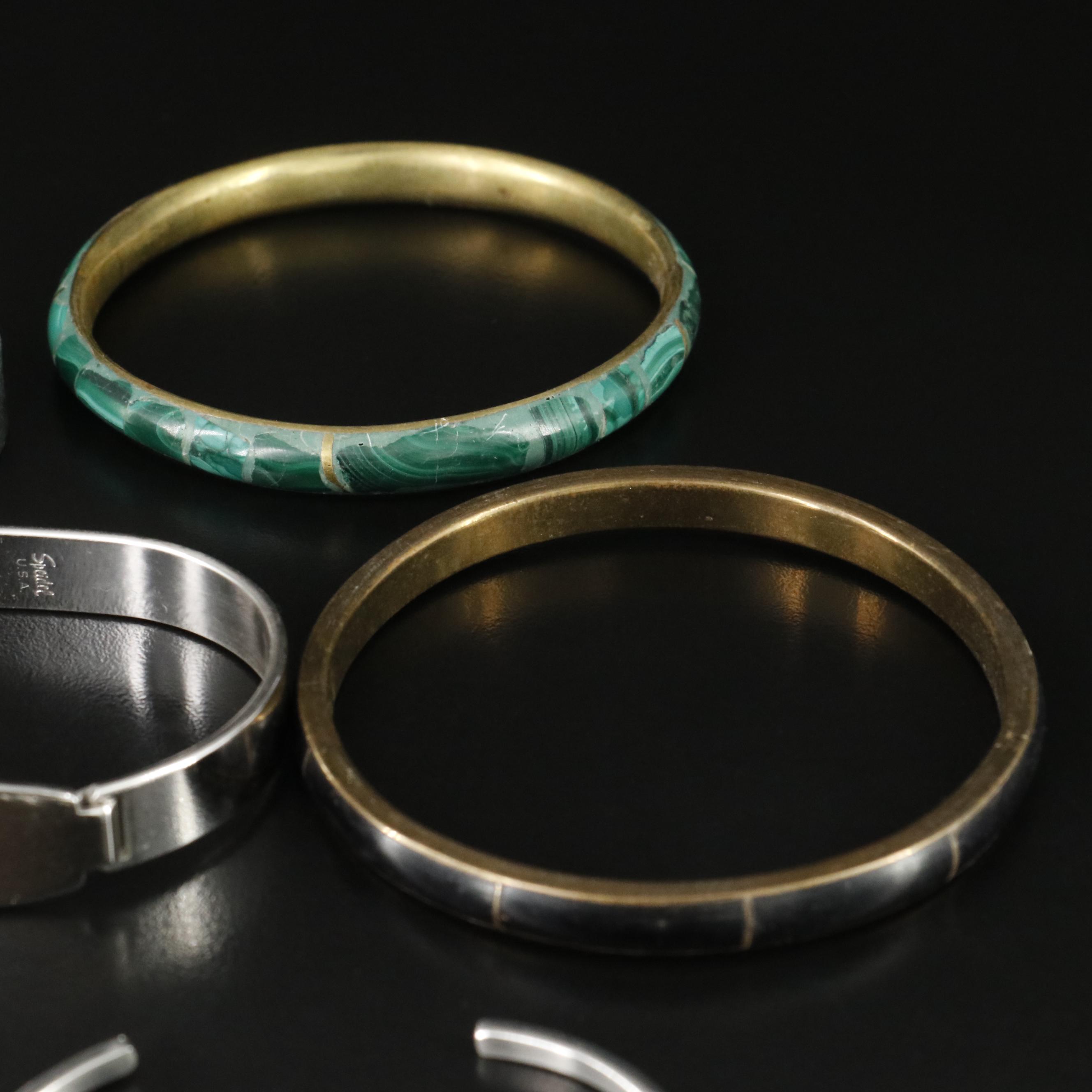 Bracelet Collection Featuring Rhinestones and Malachite