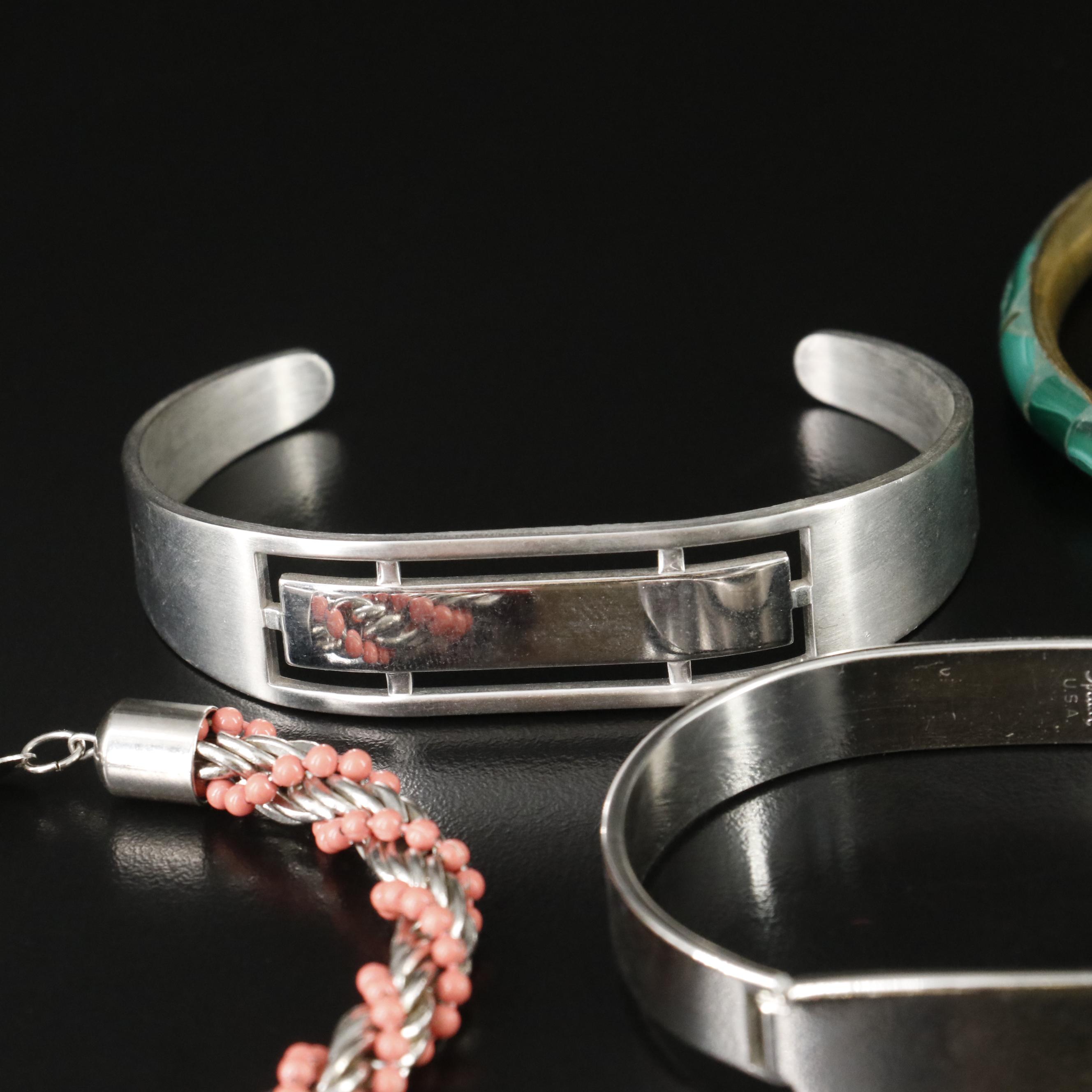 Bracelet Collection Featuring Rhinestones and Malachite