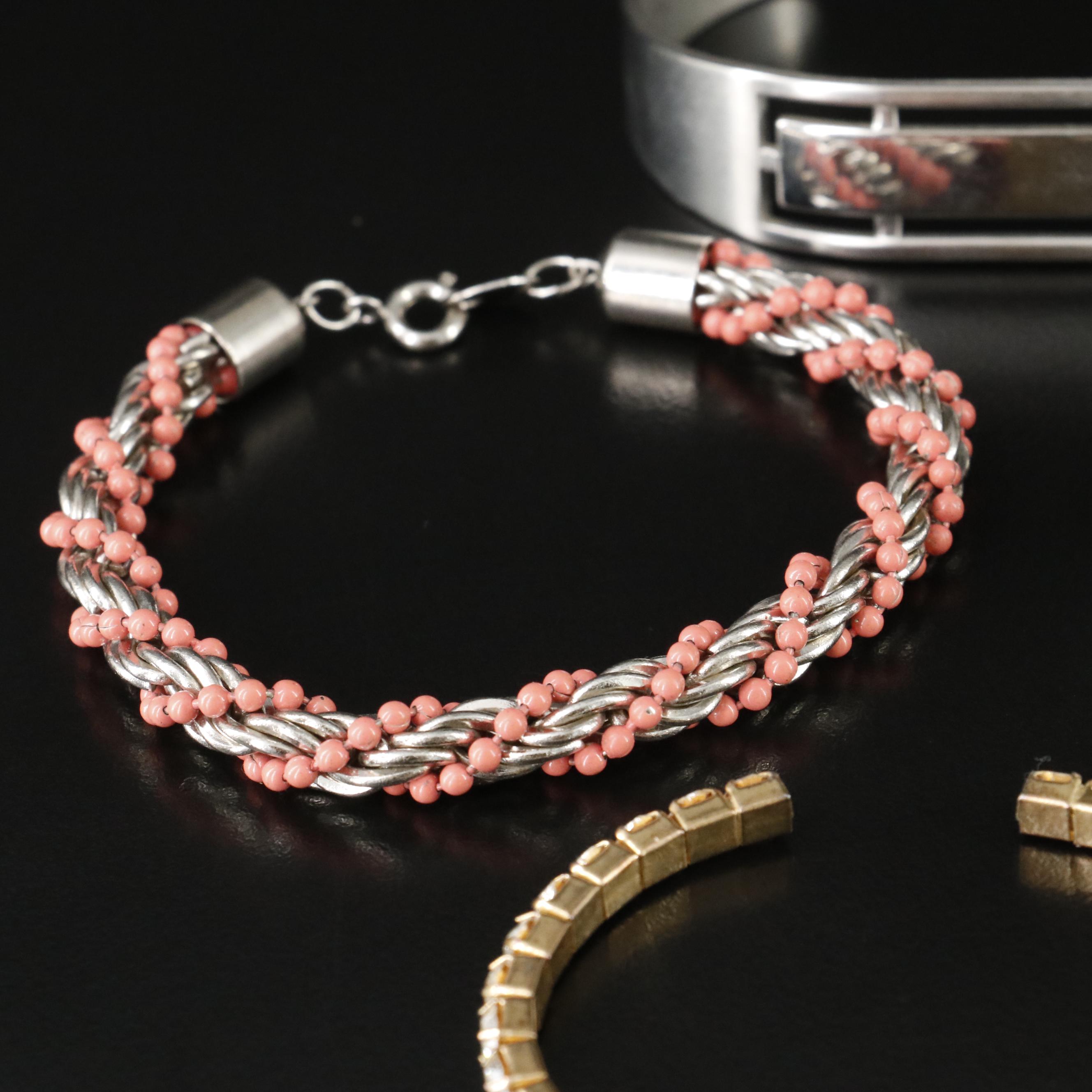 Bracelet Collection Featuring Rhinestones and Malachite