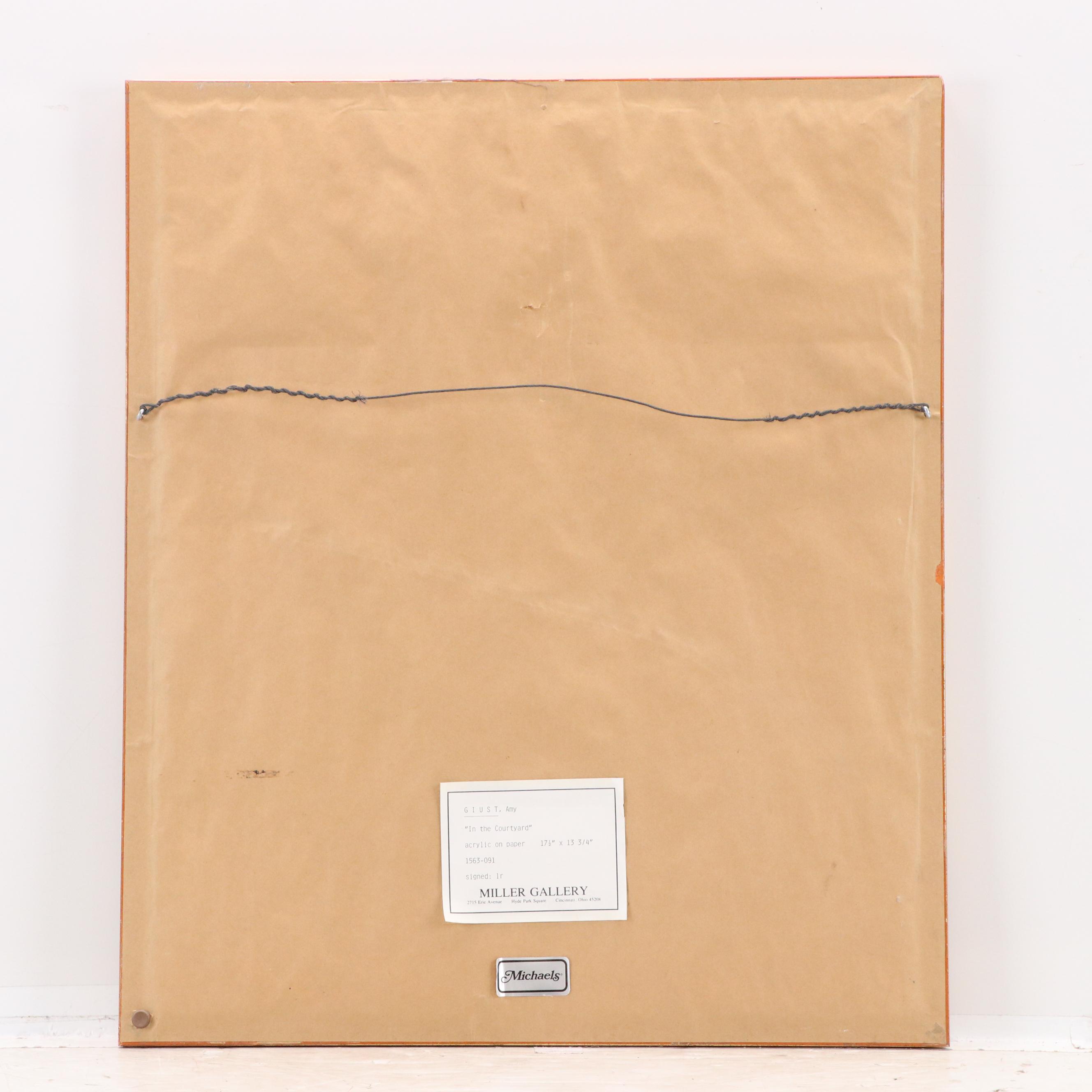 Amy Giust Modernist Figural Acrylic Paint "In the Courtyard"