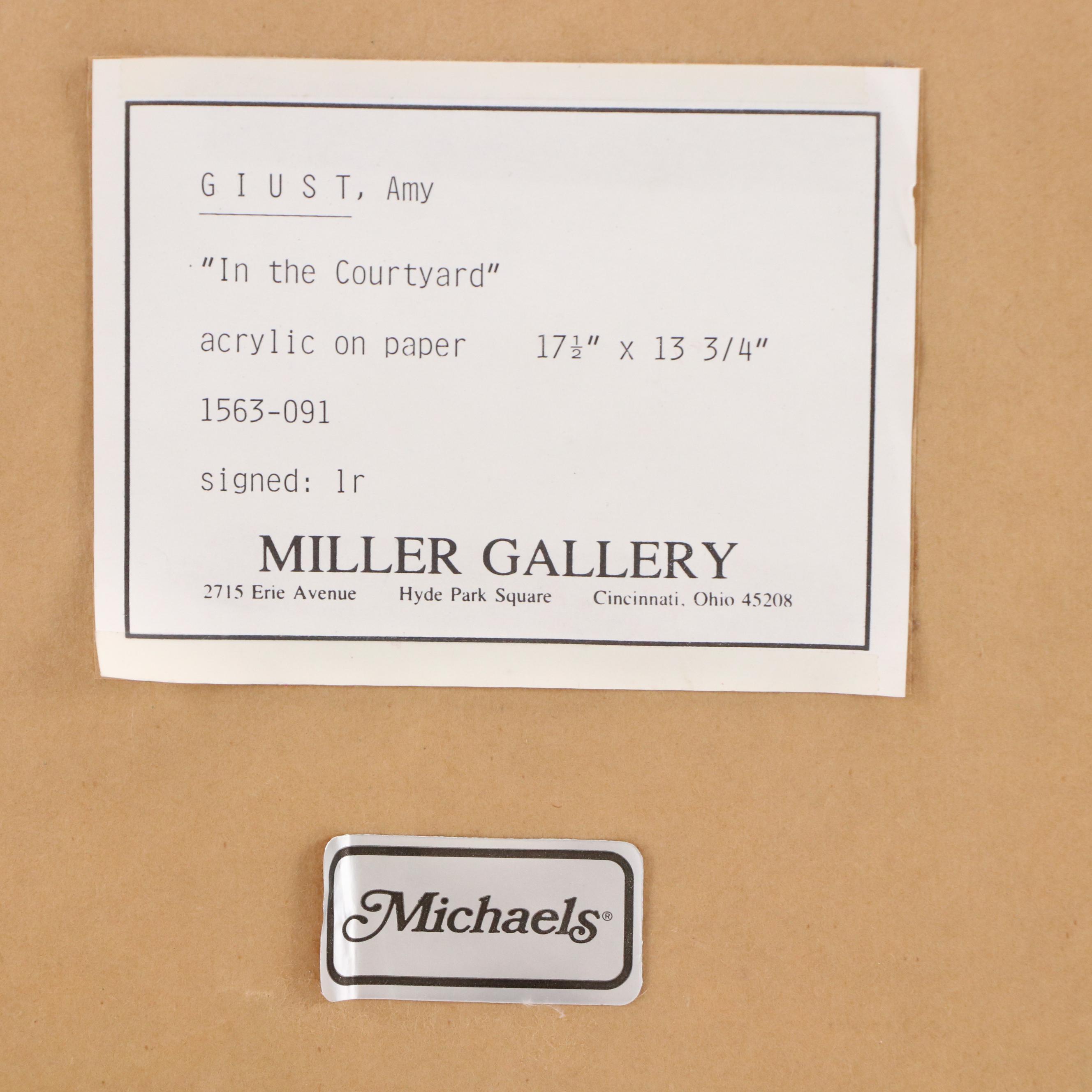 Amy Giust Modernist Figural Acrylic Paint "In the Courtyard"