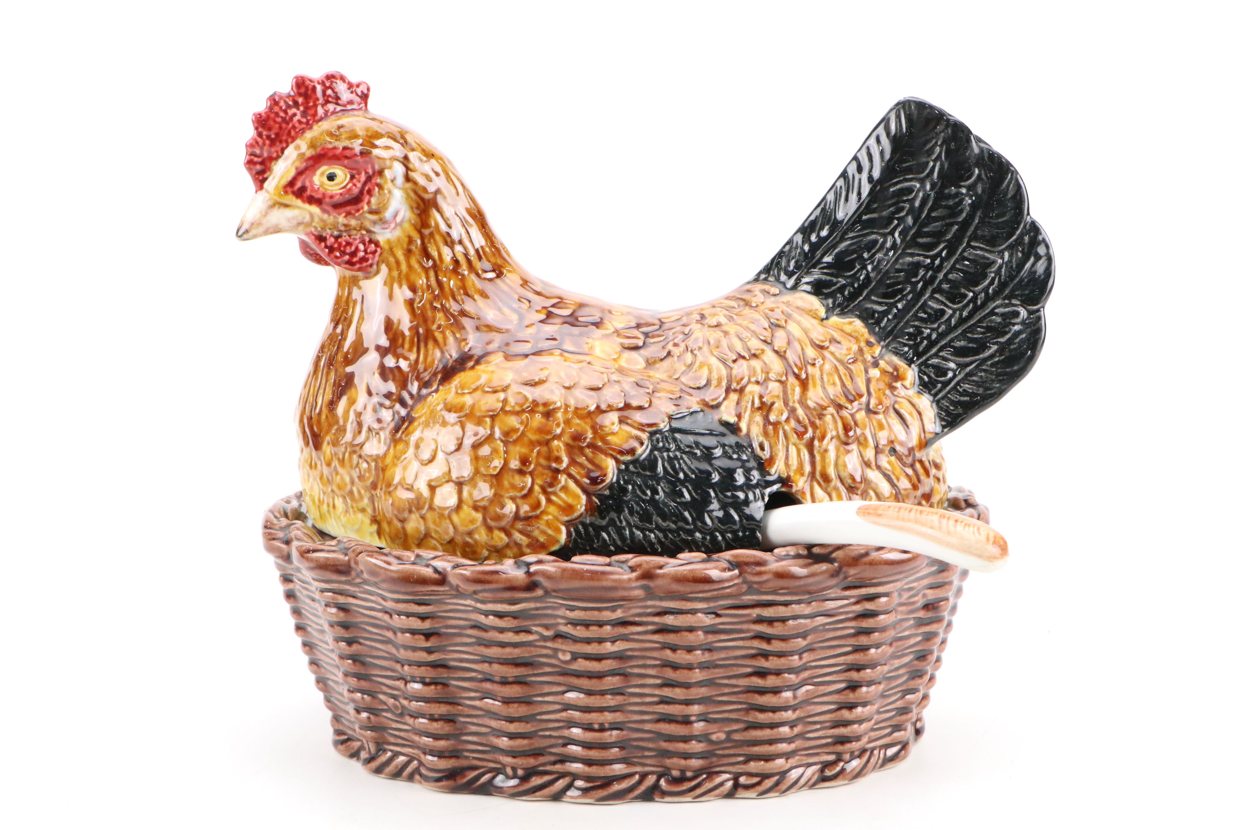 Vintage Hen in Basket Ceramic Soup Tureen