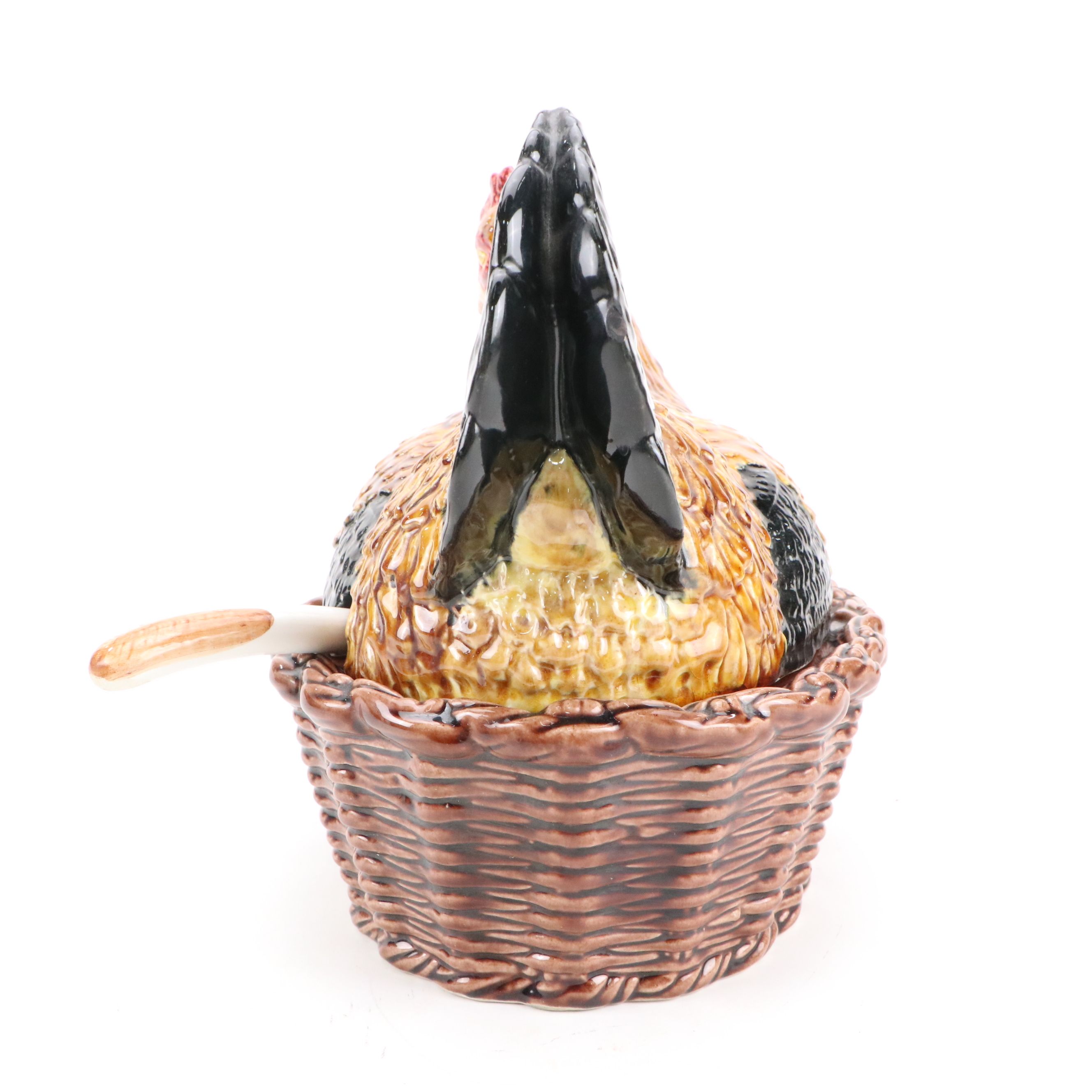 Vintage Hen in Basket Ceramic Soup Tureen