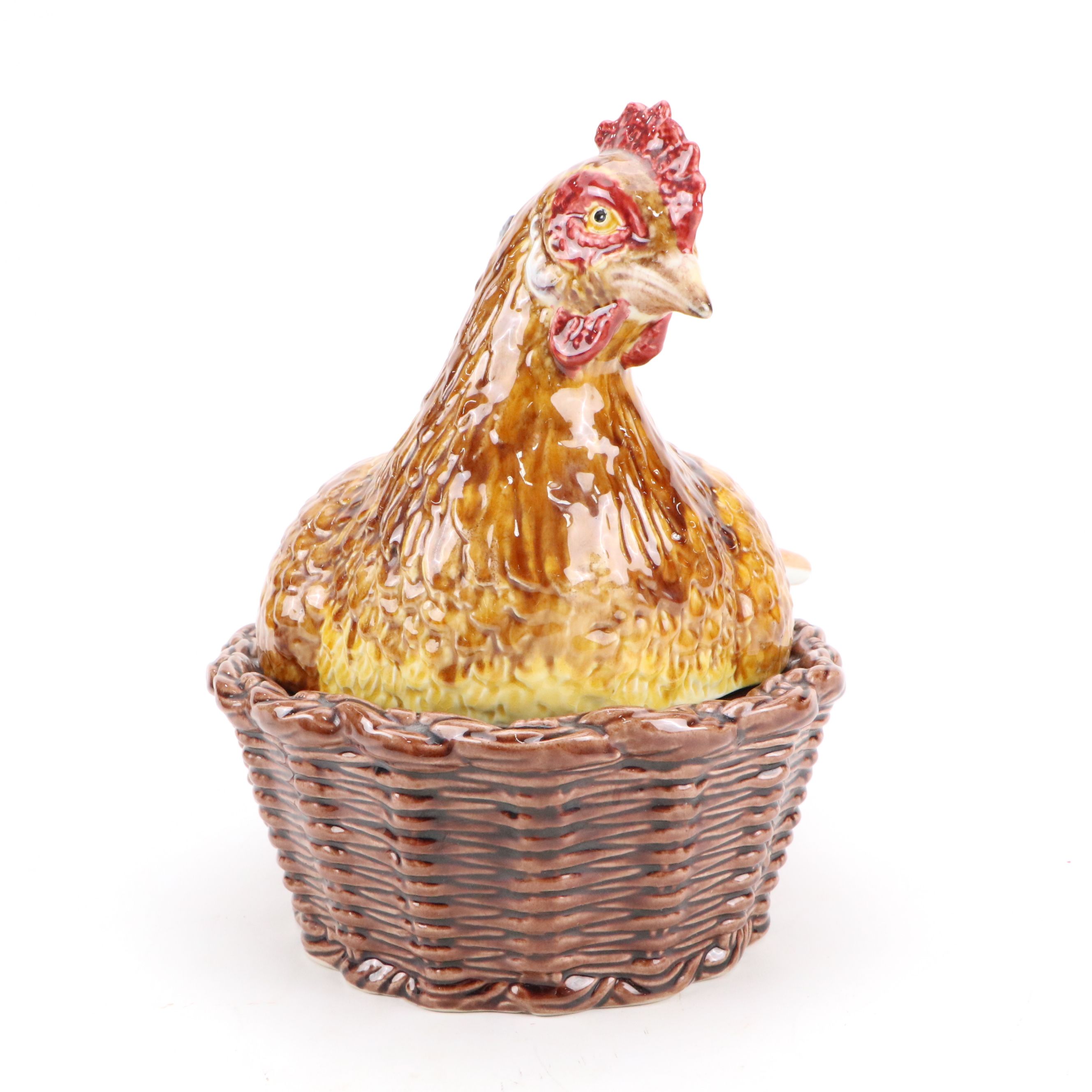 Vintage Hen in Basket Ceramic Soup Tureen