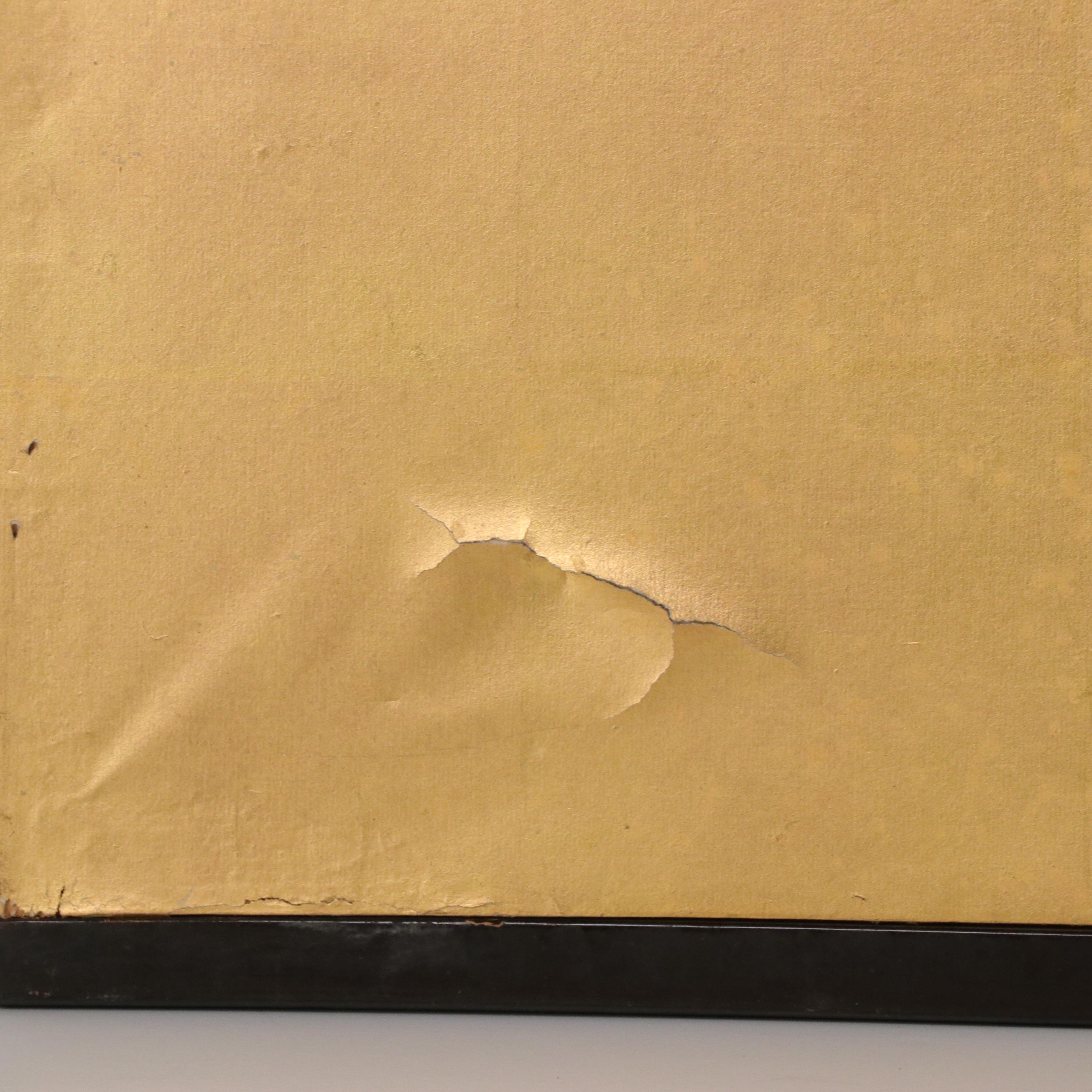 Pair of East Asian Hand-Painted and Gold Leaf Screen Panels with Landscapes