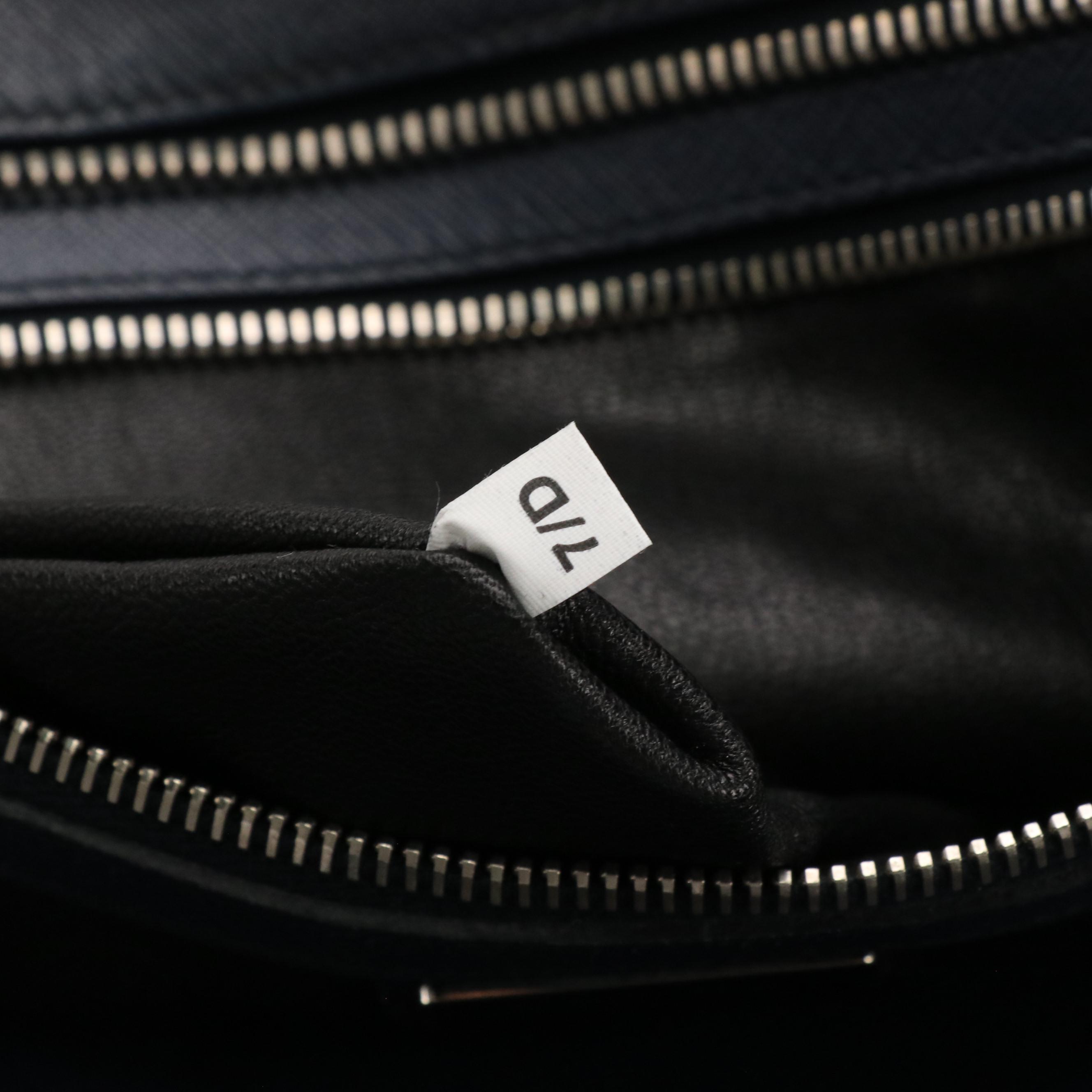 Prada Front Pocket Two-Way Travel Briefcase in Dark Blue Saffiano Leather