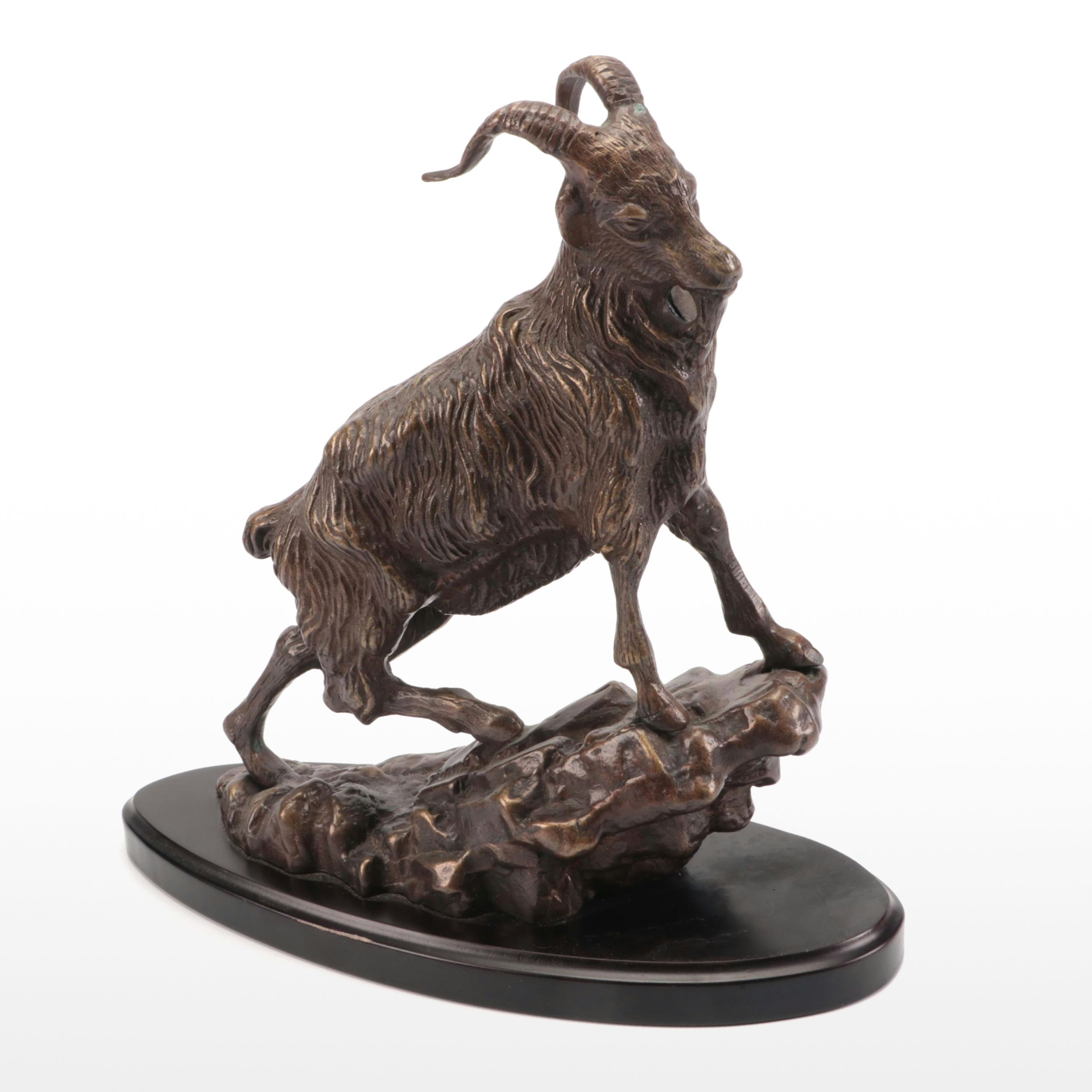 San Pacific International Bronzed Metal Goat Sculpture