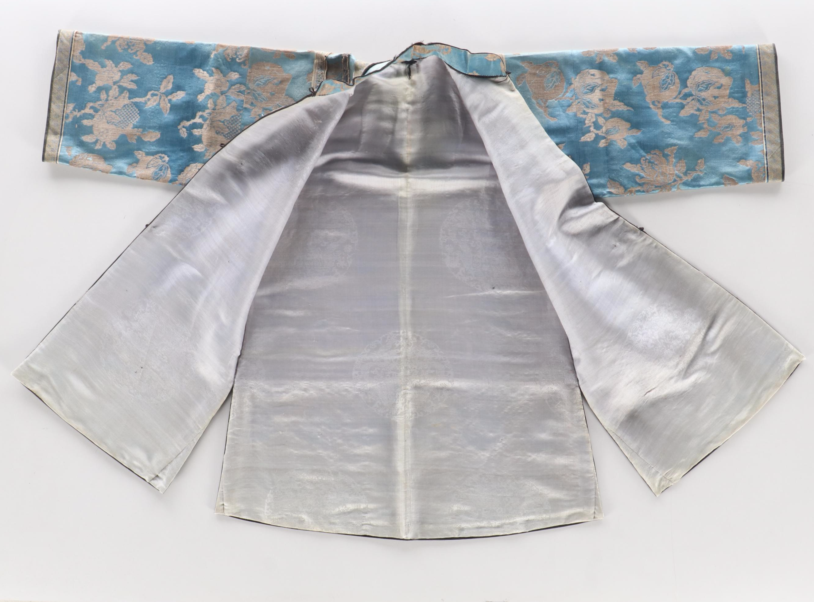 Antique Women's Chinese Silk Jacquard Summer Robe, Qing Dynasty Period