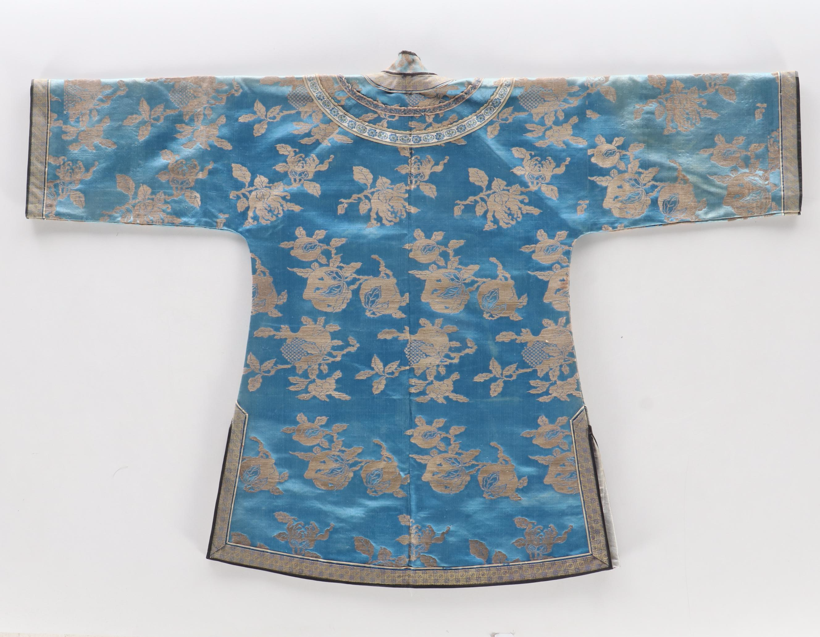 Antique Women's Chinese Silk Jacquard Summer Robe, Qing Dynasty Period