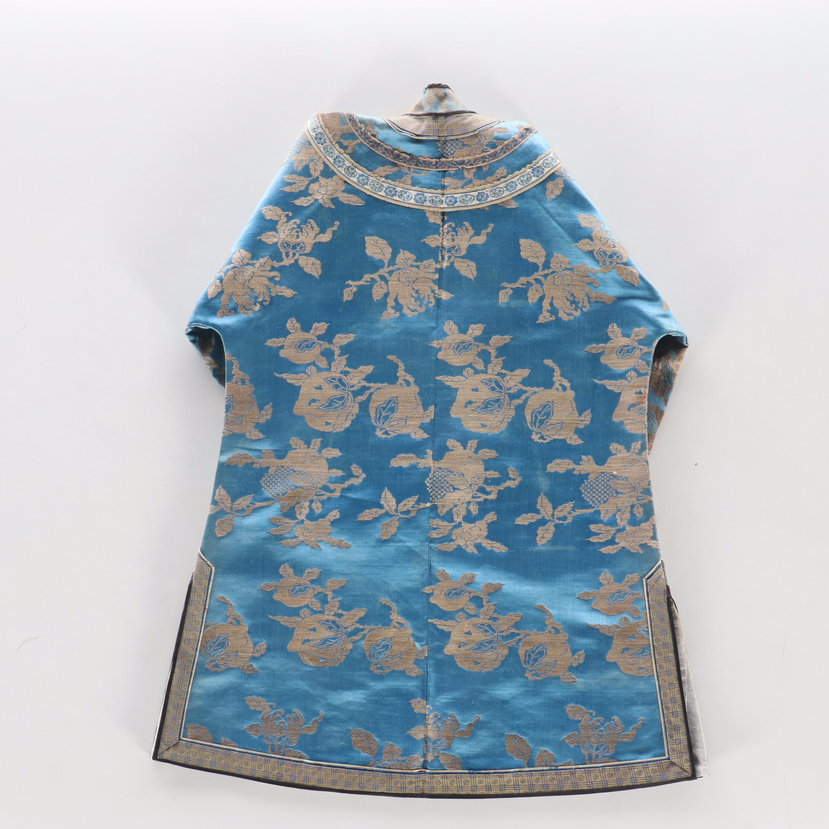 Antique Women's Chinese Silk Jacquard Summer Robe, Qing Dynasty Period