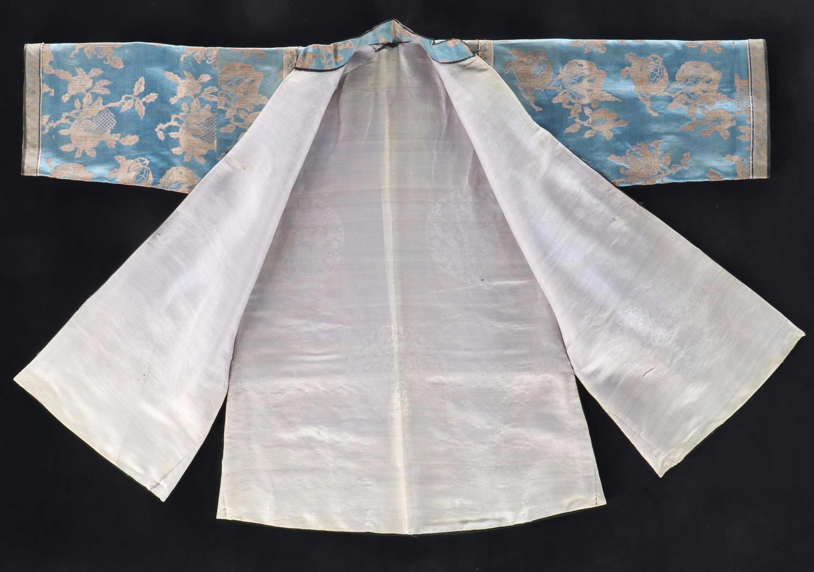 Antique Women's Chinese Silk Jacquard Summer Robe, Qing Dynasty Period
