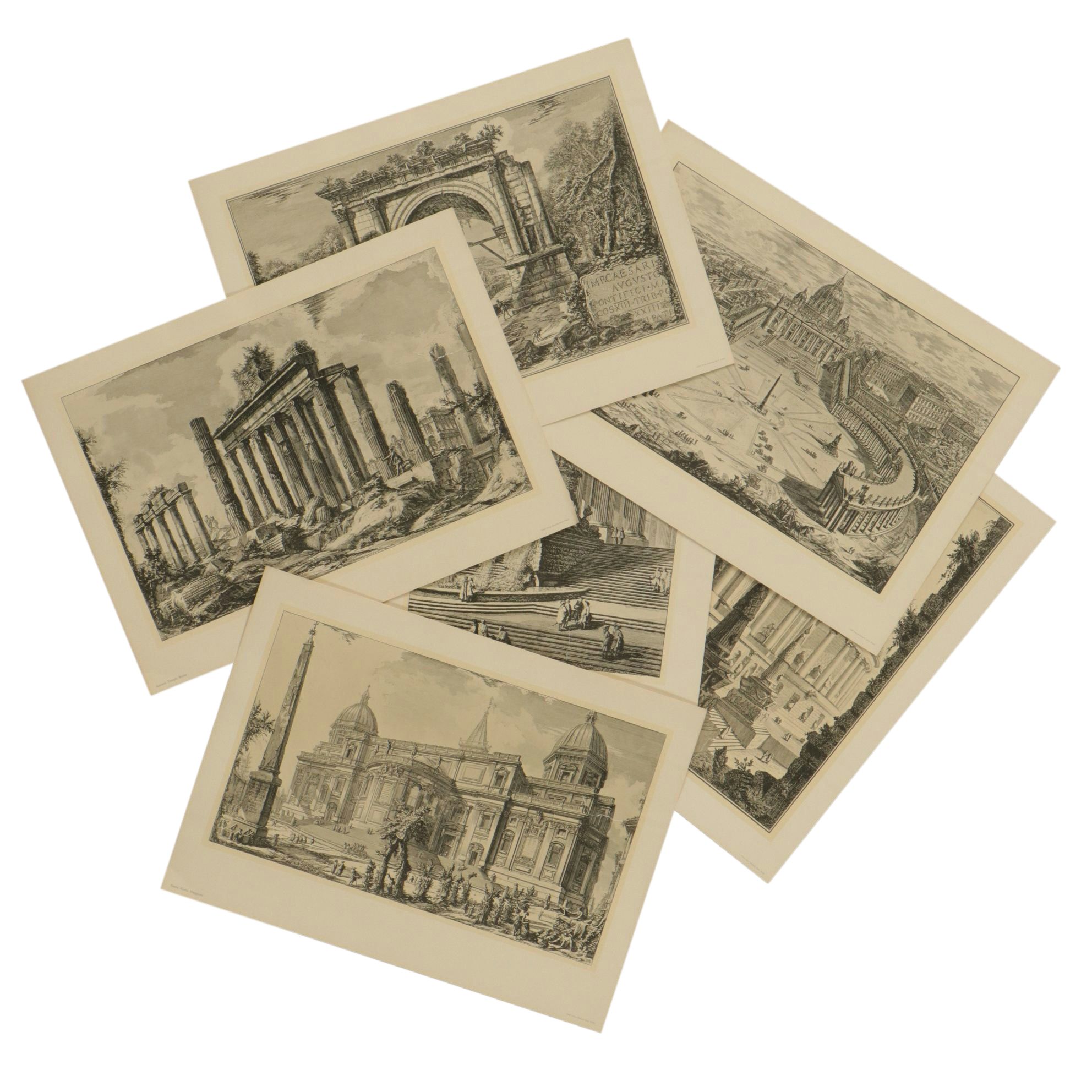 Architectural Lithographs After Giovanni Piranesi From "Views Of Rome," 1957