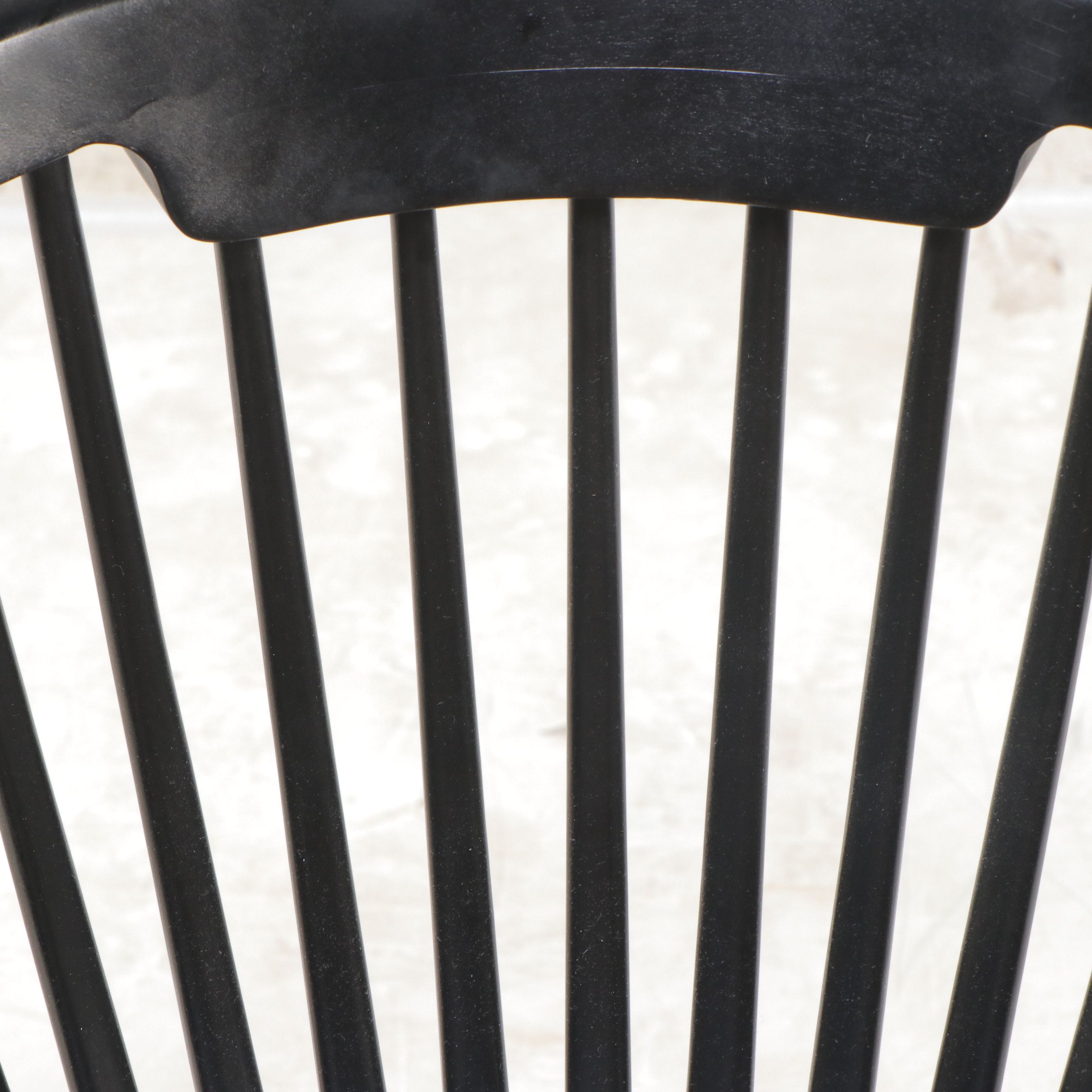 Tom Dixon Style Windsor Style Fan Back Wooden Chair with Leather Seat