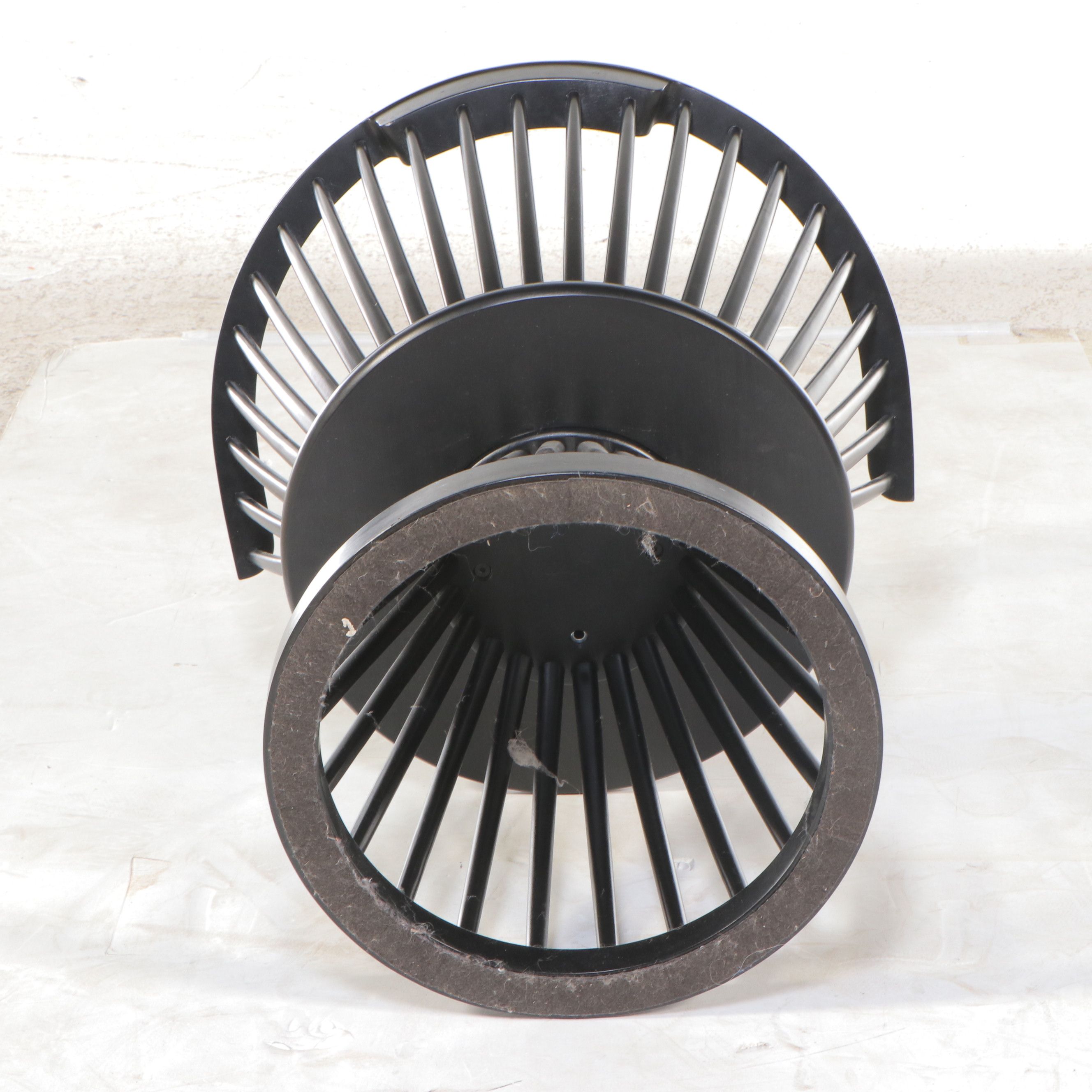 Tom Dixon Style Windsor Style Fan Back Wooden Chair with Leather Seat